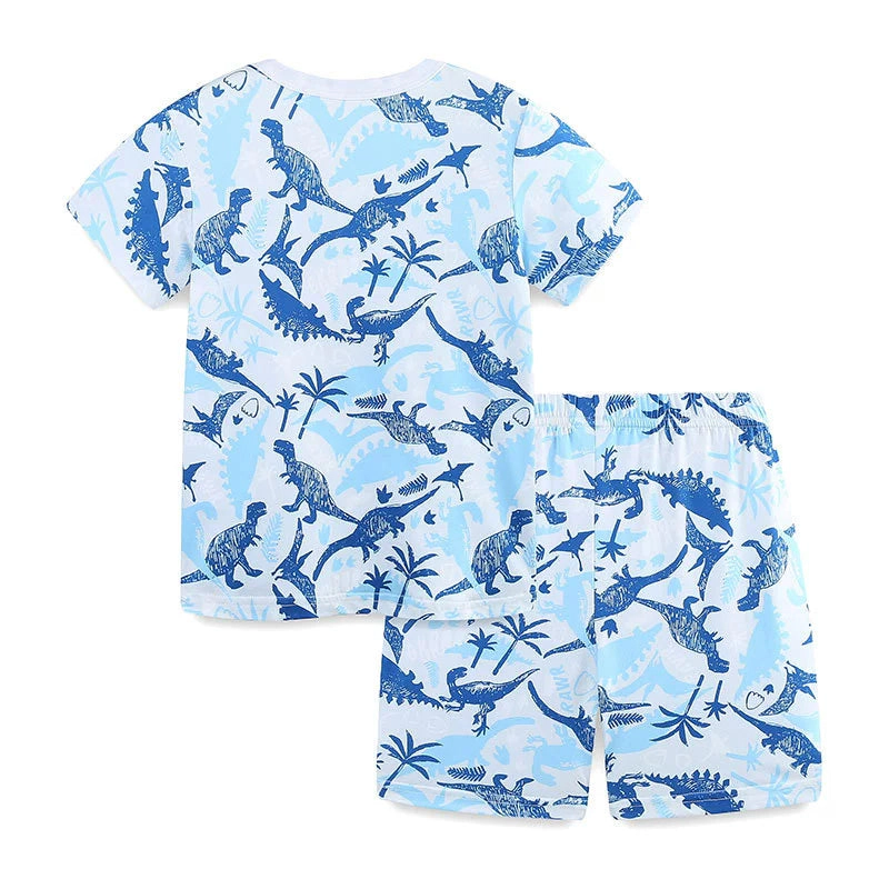 MyKids-USA Boys Summer Blue T-Shirt and Shorts Set