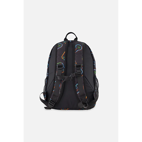 Deux par Deux Boys Game Controller Print Two-Compartment Backpack with Padded Laptop Sleeve