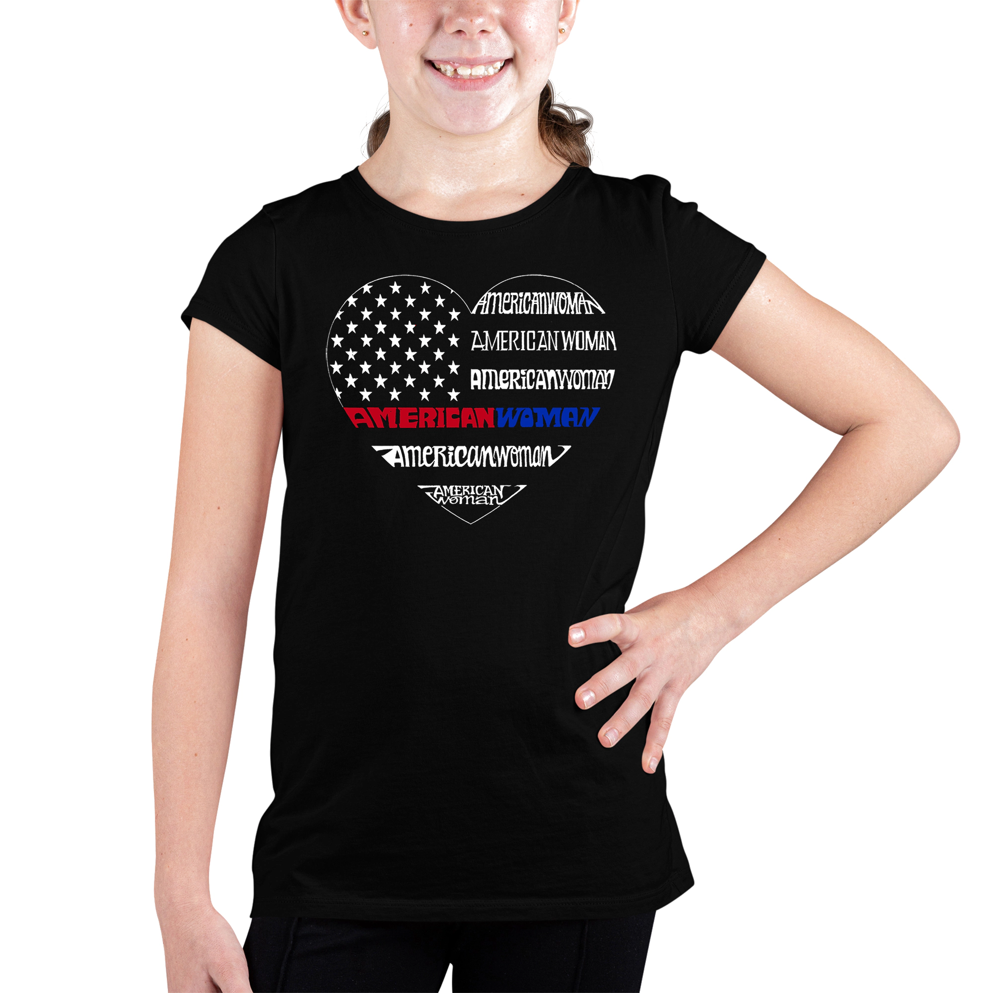 LA Pop Art Girls Word T-Shirt - American Woman