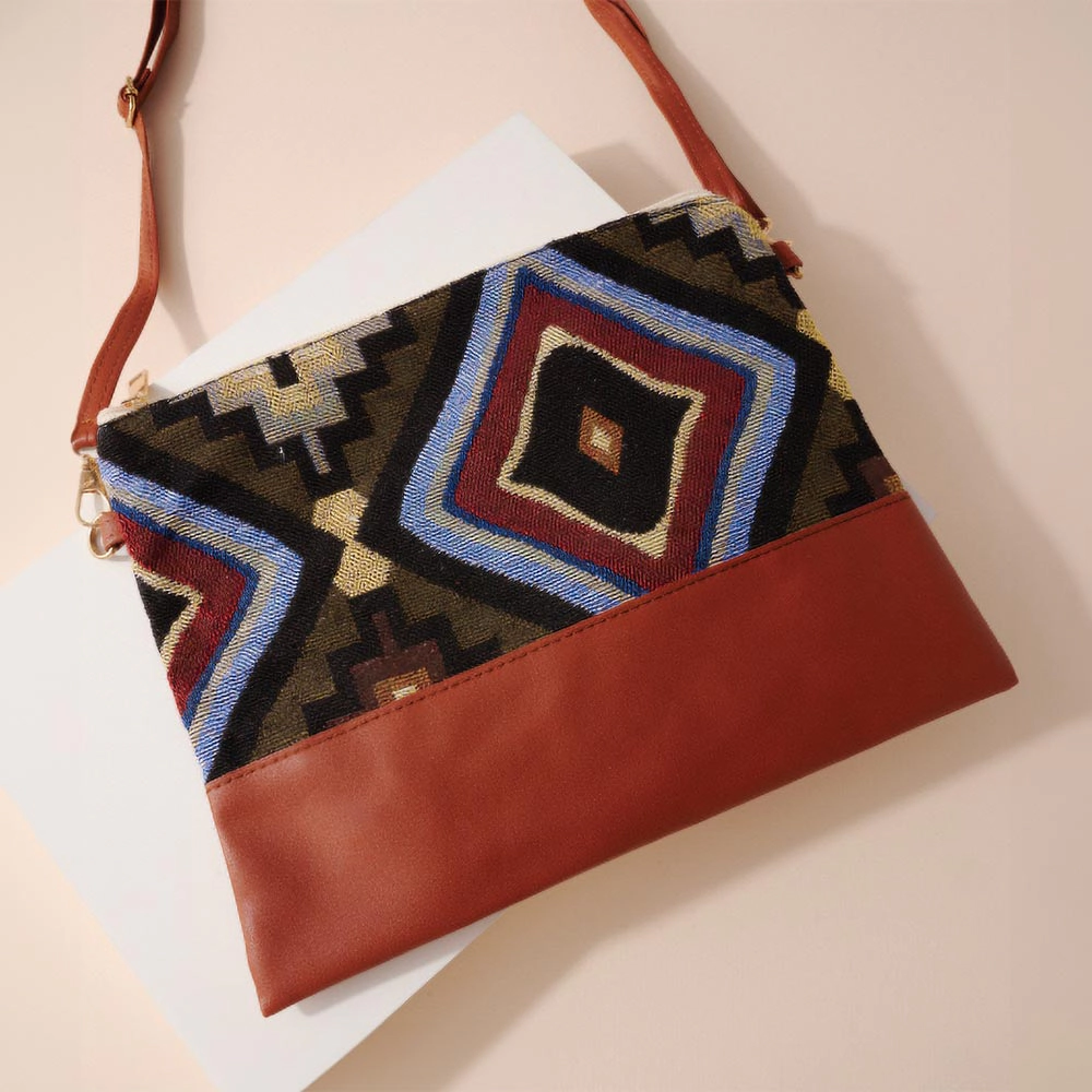 Fashnzfab Aztec Pattern Mini Clutch / Crossbody Bag
