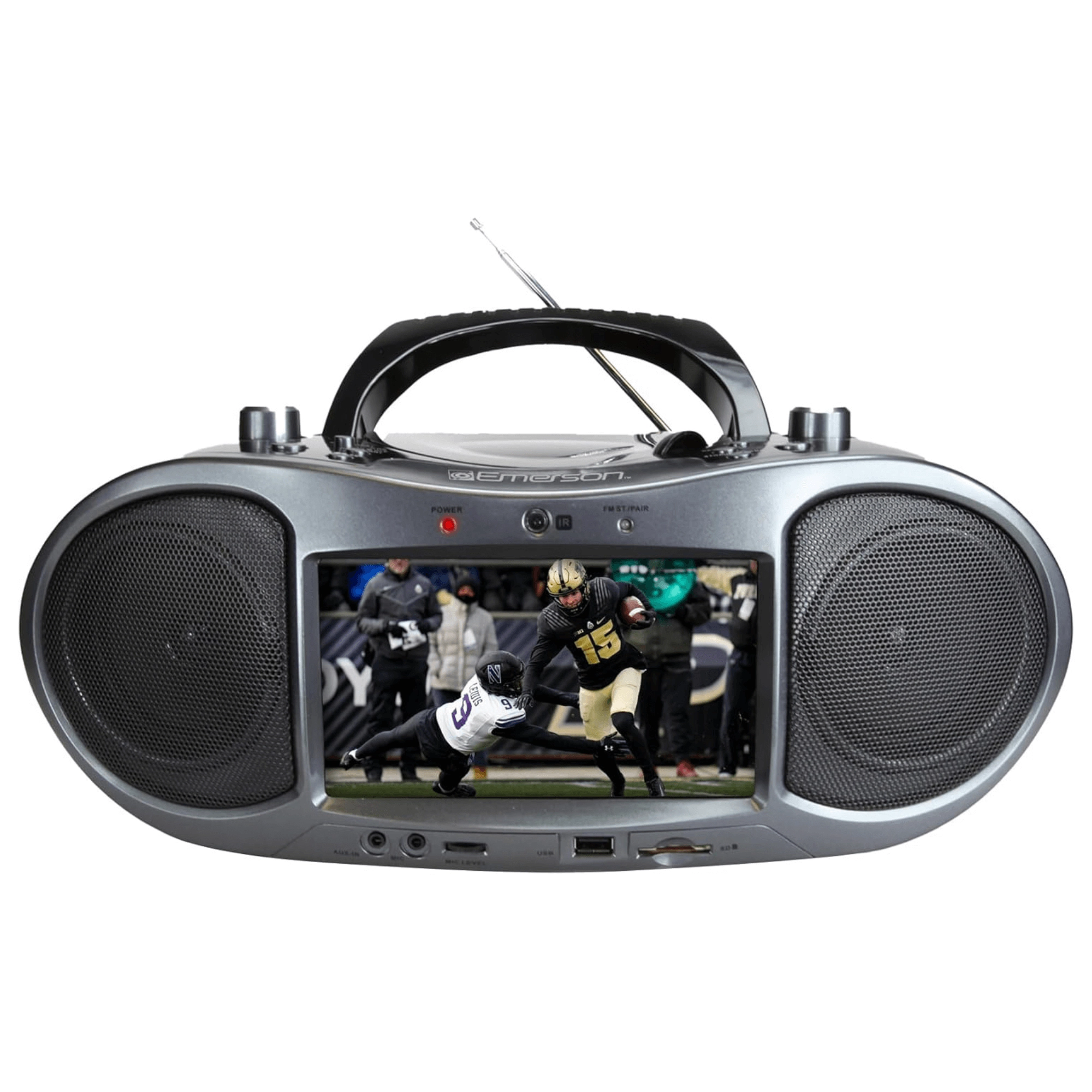 Emerson 7” Bluetooth DVD Boombox with HD-INPUT AM/FM Radio