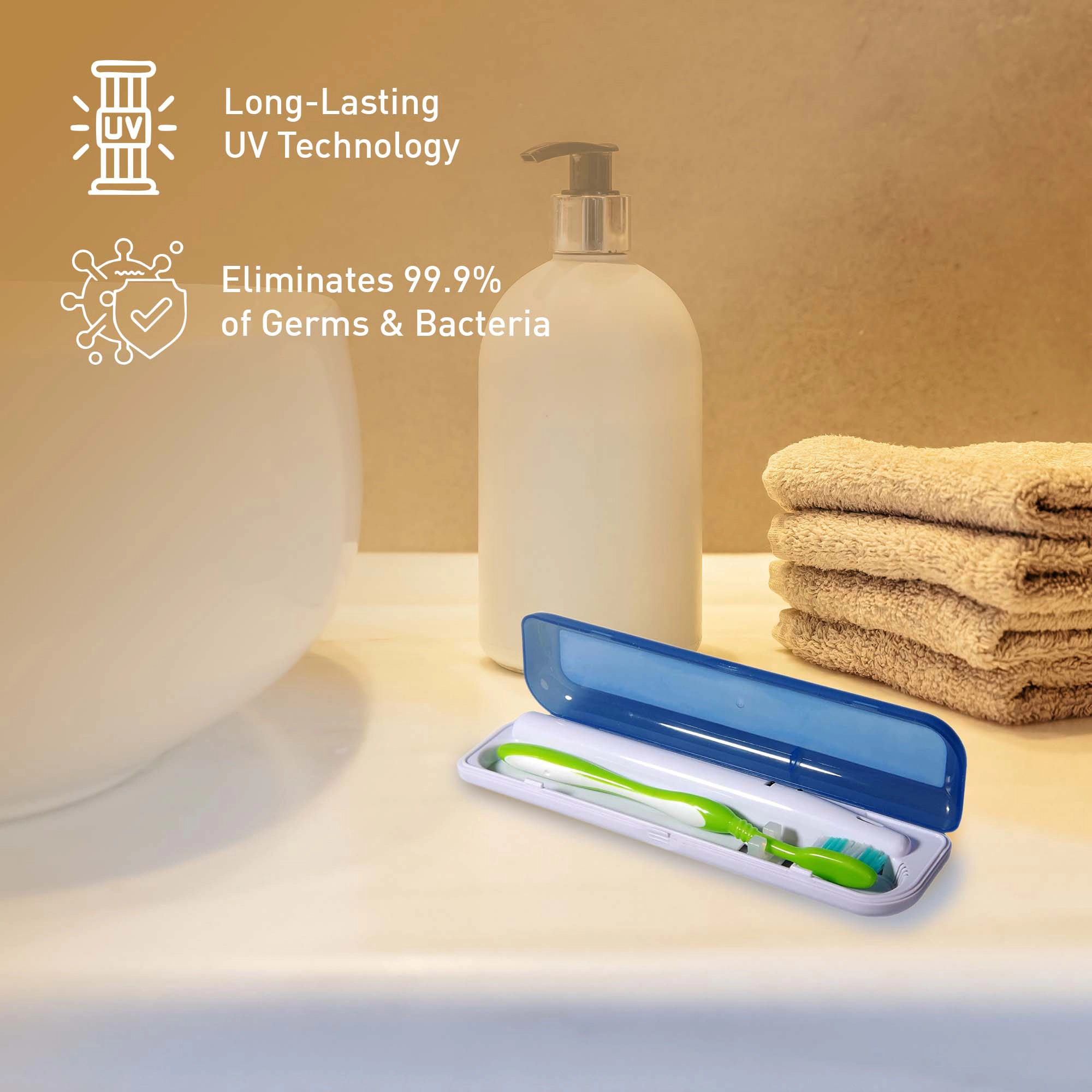 Pursonic Unisex Portable UV Toothbrush Sanitizer – Travel-Friendly Electric Toothbrush Cleaning Case