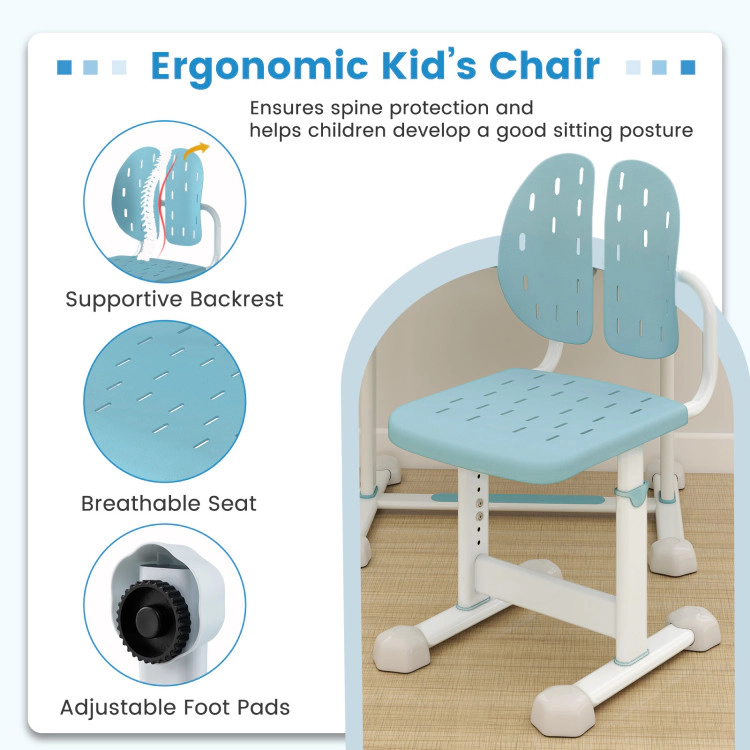 Hivvago Kid'S Study Desk And Chair Set With Tilt Desktop Book Stand