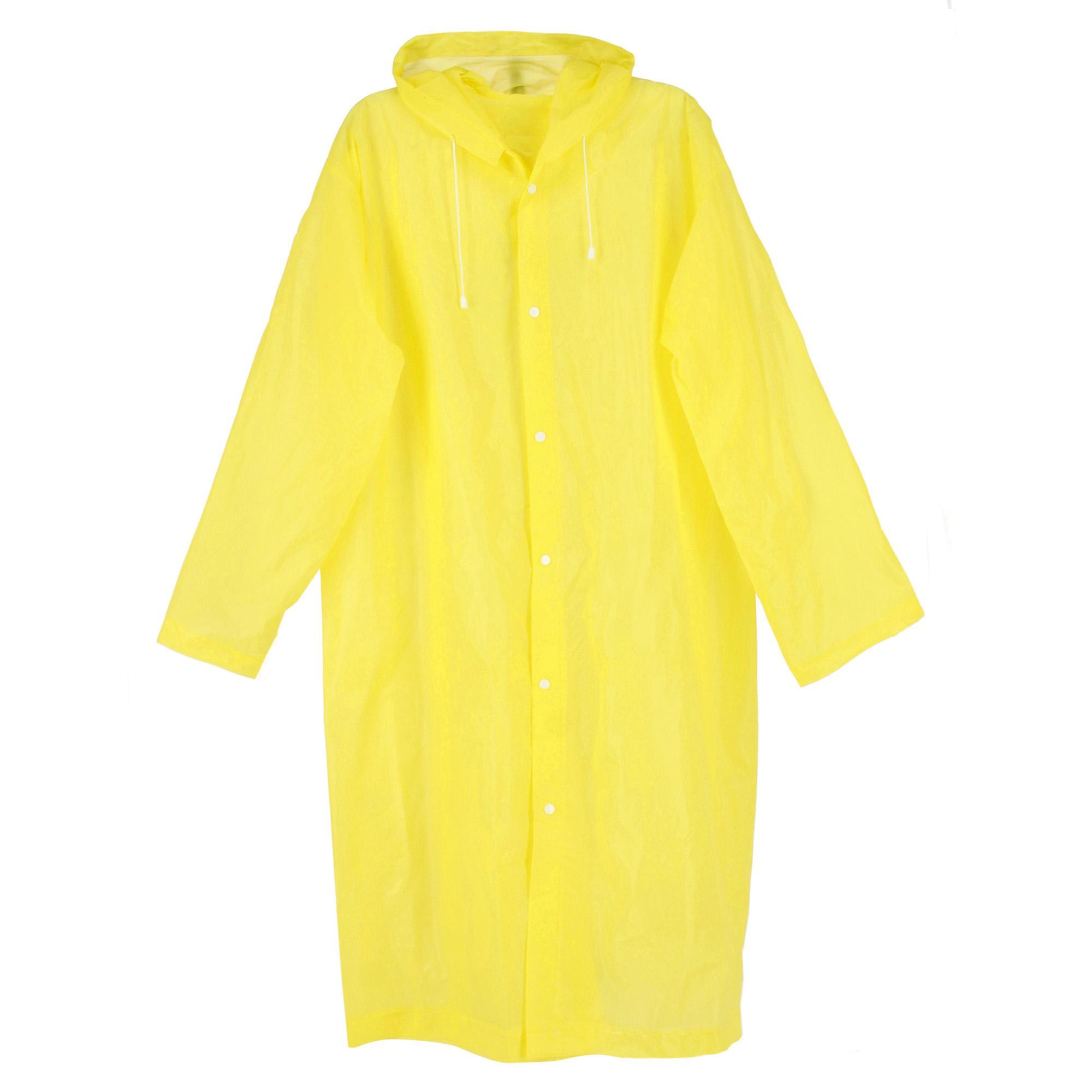 CTM Adult Yellow One Size Hooded Rain Coat Reusable PEVA by 888