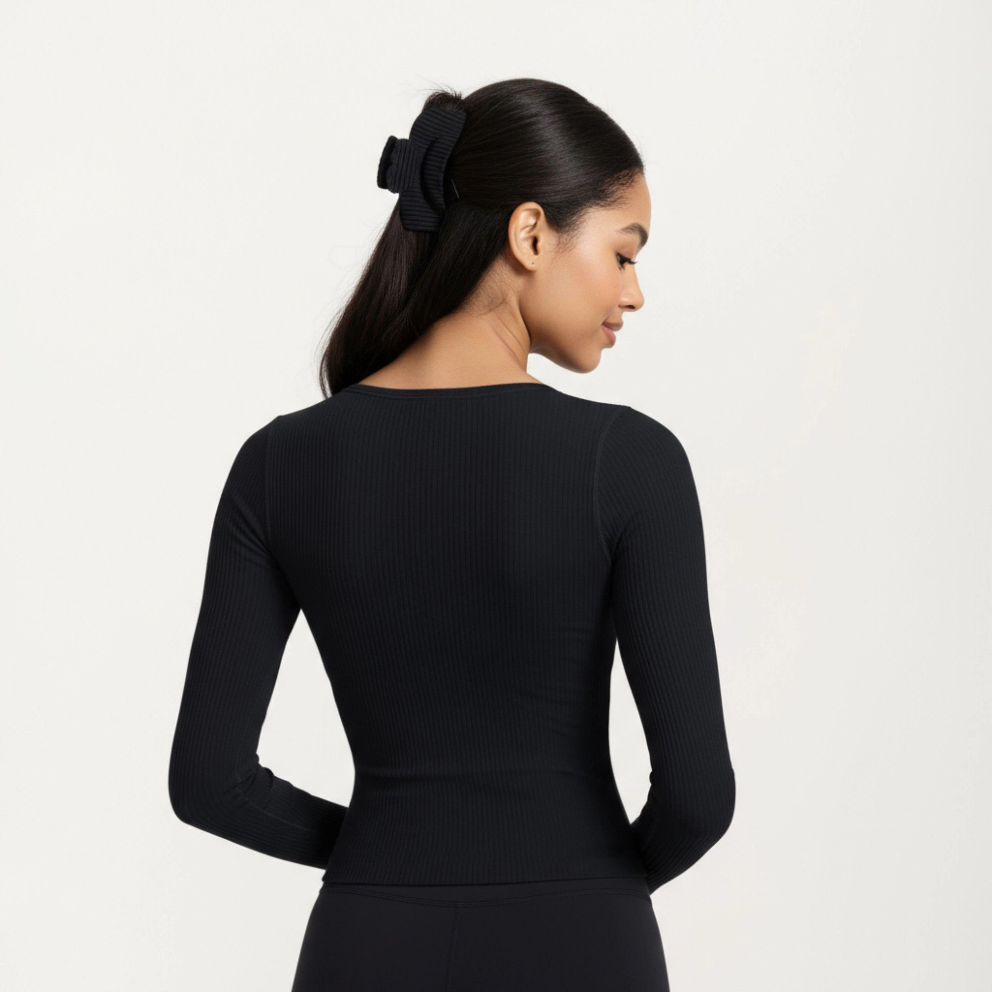 Anna-Kaci Women's Ribbed Long Sleeve Fitted Top with Crew Neck and Thumbhole Cuffs