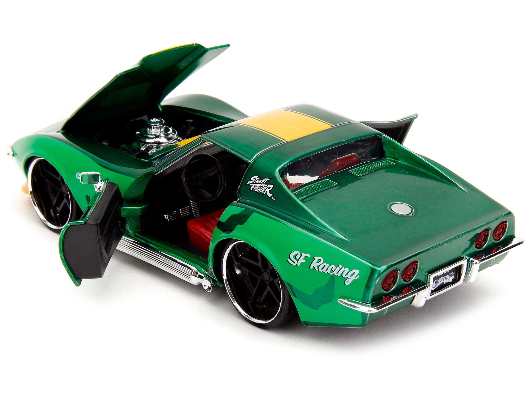 Jada 1969 Chevrolet Corvette Stingray ZL1 Green Metallic with Yellow Stripes and Cammy Diecast Figure "Street