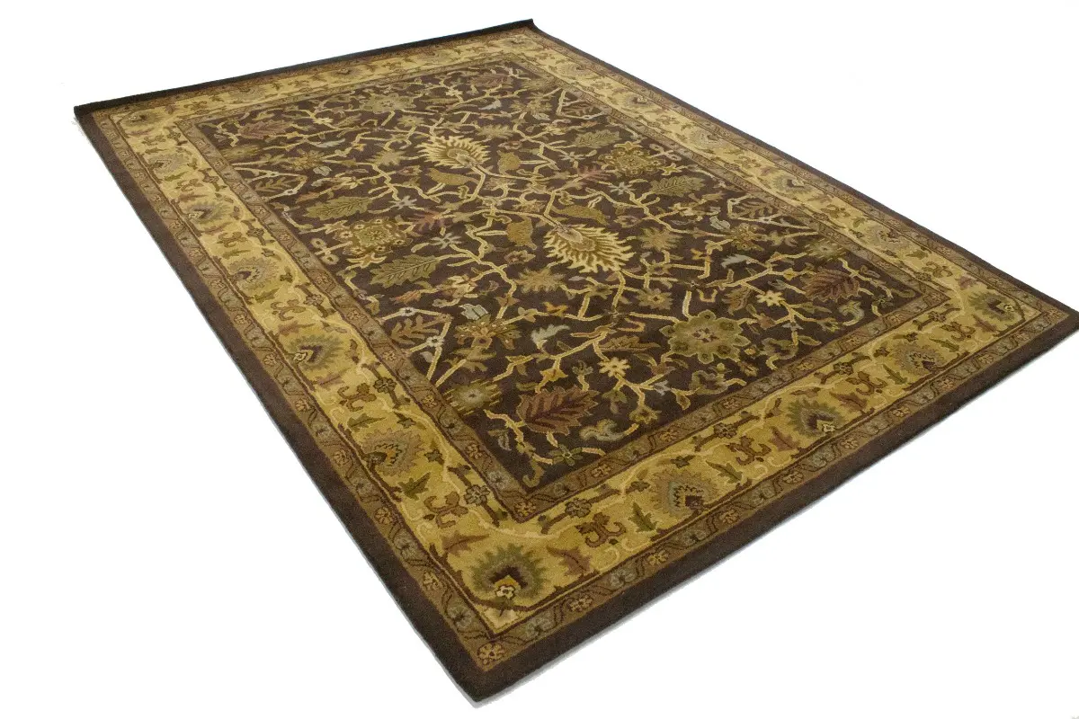 Magic Rugs 8'1 X 11'0 Dark Brown Hand-Tufted Floral Modern Wool Rug