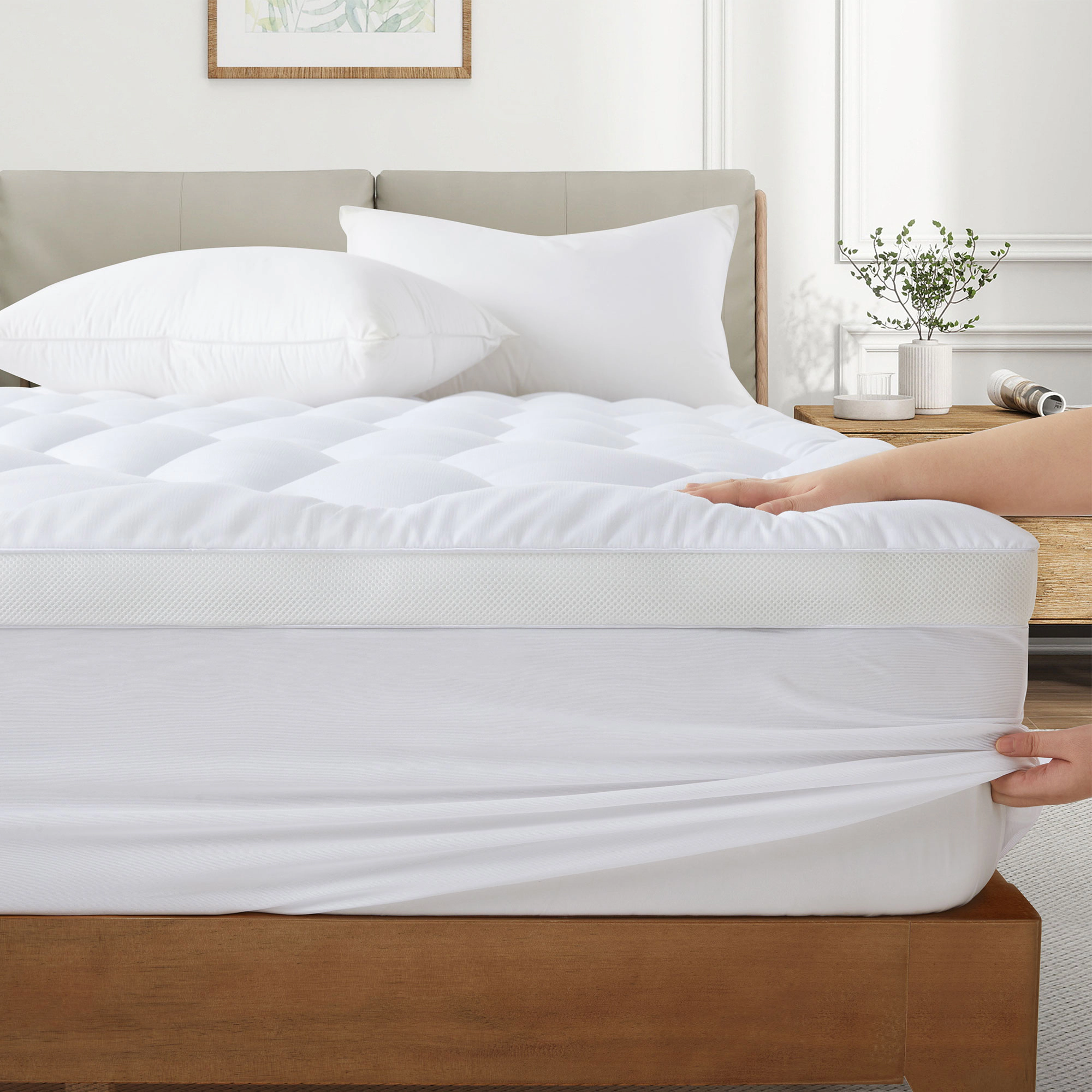 Unikome Waterproof Diamond-Quilted Ultra Plush Mattress Pad with Deep Pocket