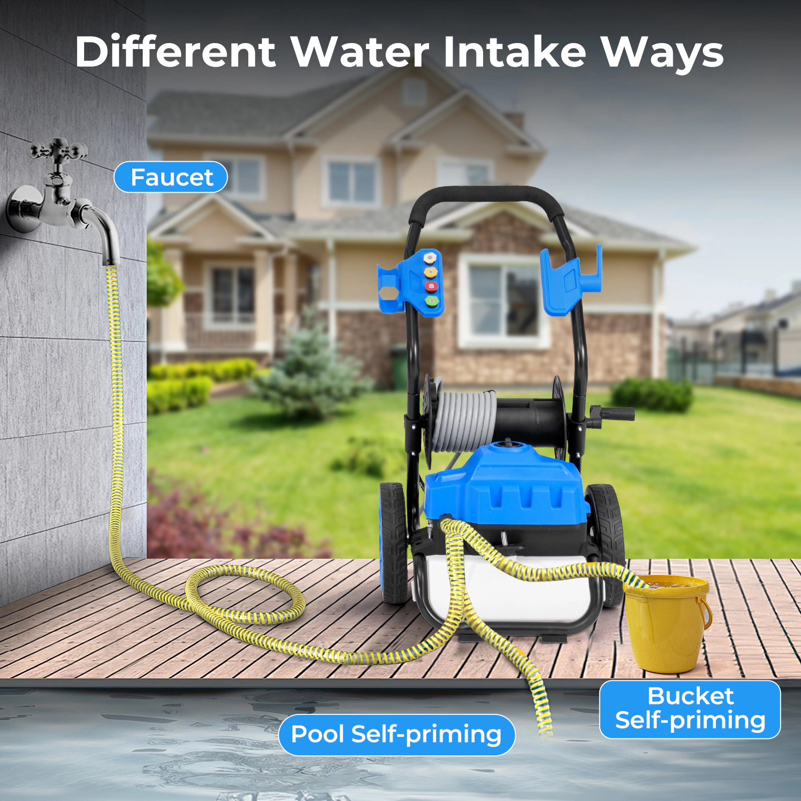 LJG 2300 PSI 1.8 GPM Electric Pressure Washer with Wheels and 5 Quick Connect Nozzles