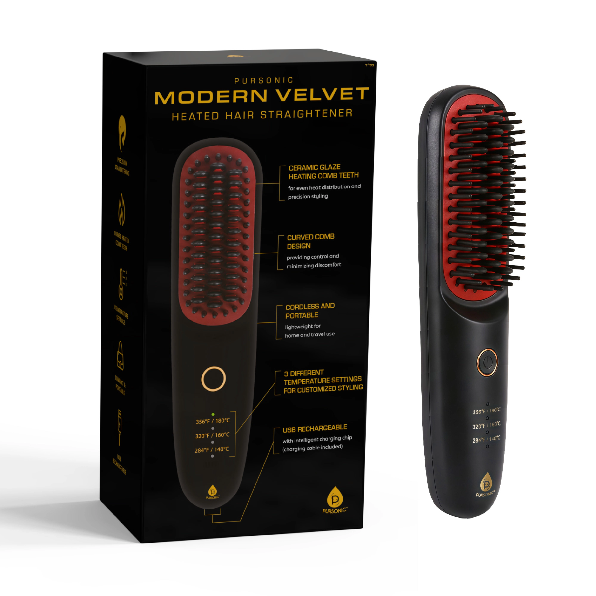 Pursonic Women’s Modern Velvet Cordless Heated Hair Straightener