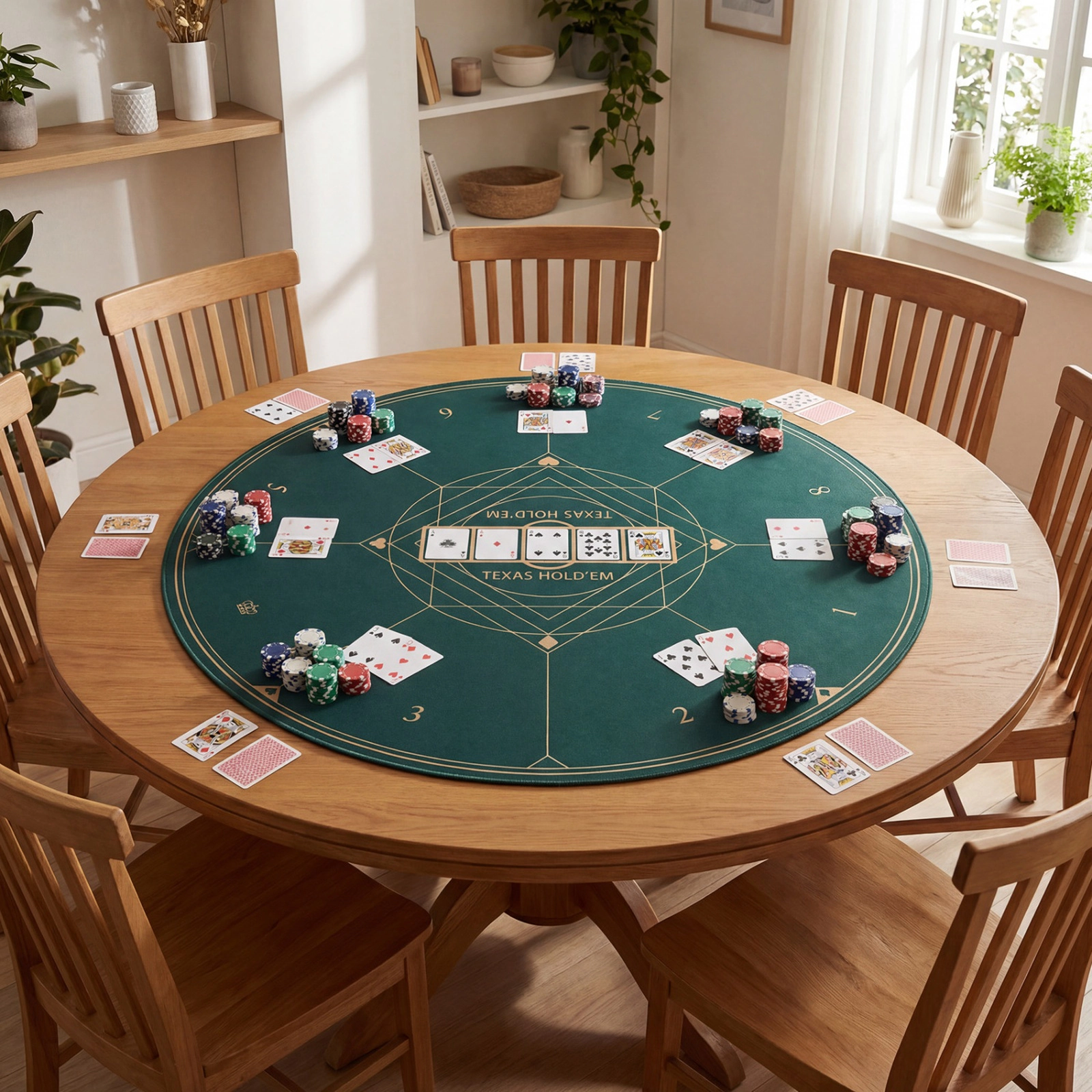 SUGIFT -in Round Poker Mat for Texas Hold'em with Anti-Slip Rubber Base and Lightweight Carrying Bag