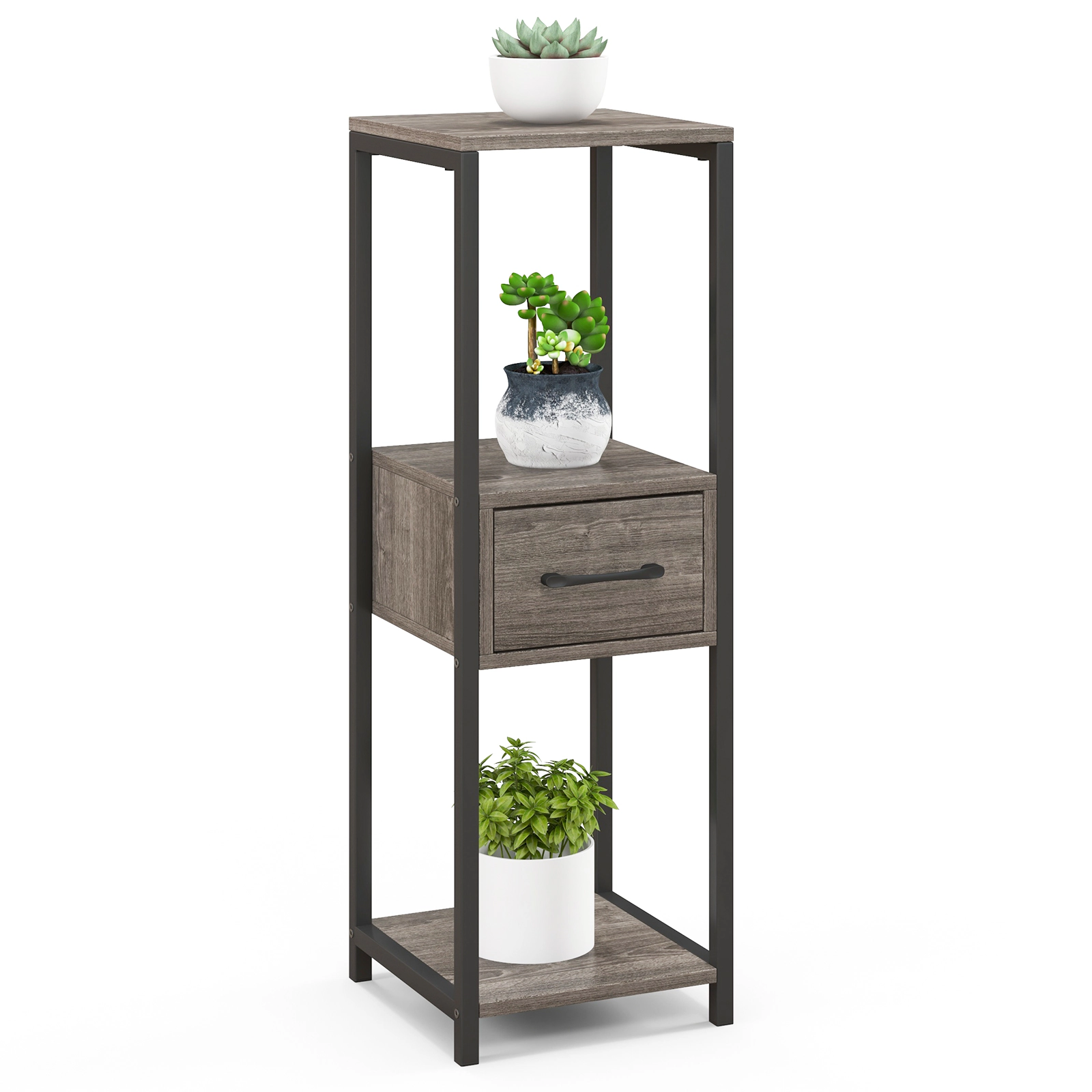 SlickBlue 3-Tier Plant Stand Set with Drawers and Shelves