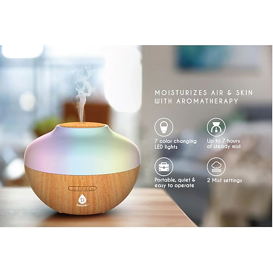 Pursonic Women's Self-Care Wellness Bundle: 7-Color LED Therapy Face Mask, Ultrasonic Diffuser & 6 Essential Oils