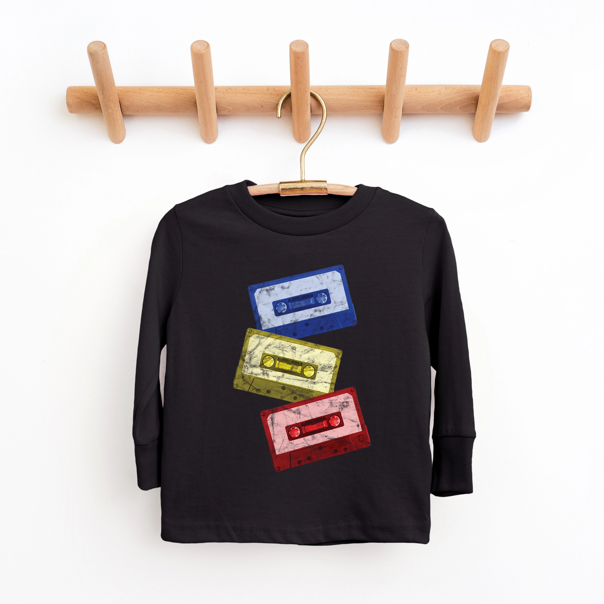 The Juniper Shop - Youth Long Sleeve Graphic T-Shirt Cassette Tape Stack