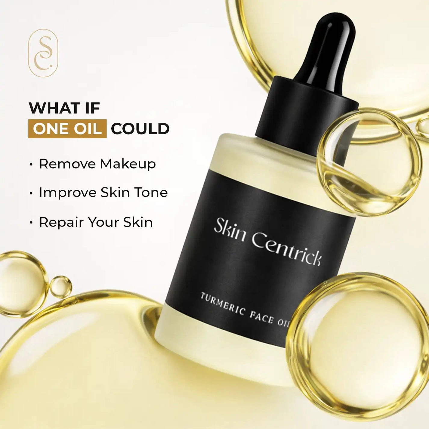 Skin Centrick Turmeric Face Oil, Moisturizing Care with Jojoba Seed Oil and Vitamin E for Dry, Dull-Looking Skin, 30 mL