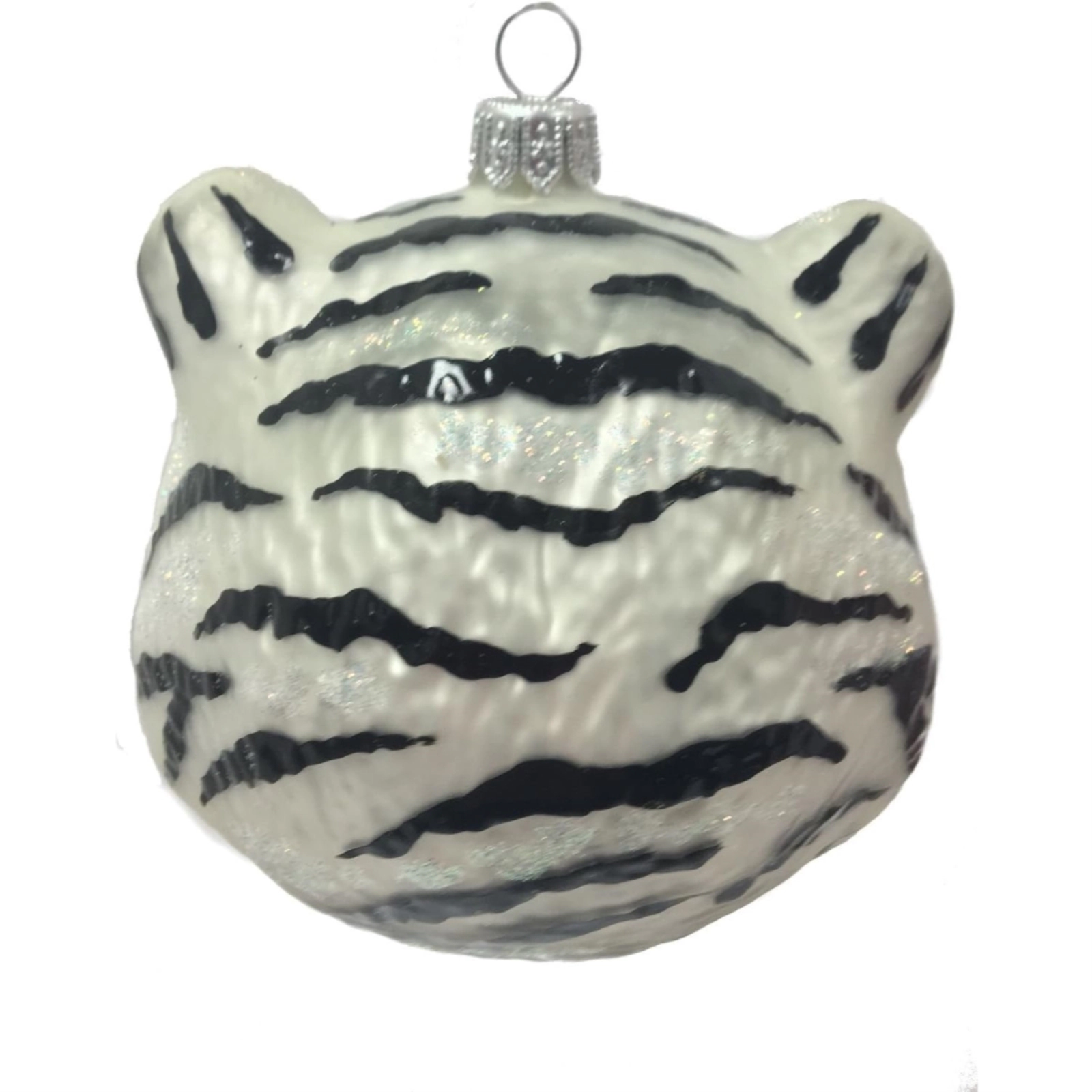 Pinnacle Peak Trading Company White Tiger Head Figural Polish Glass Christmas Tree Ornament Wild Cat Animal