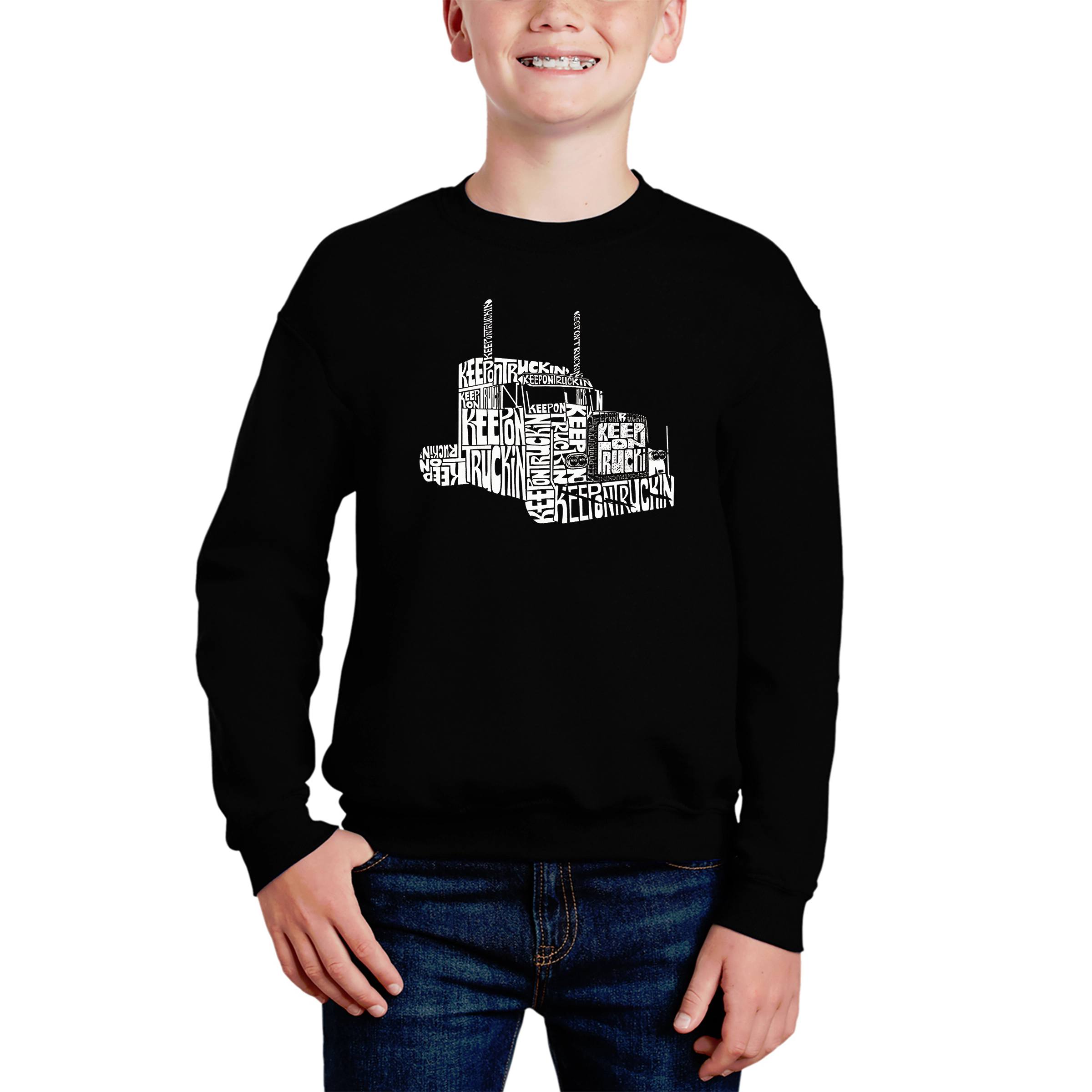 LA Pop Art Boy's Word Sweatshirt - Keep On Truckin'