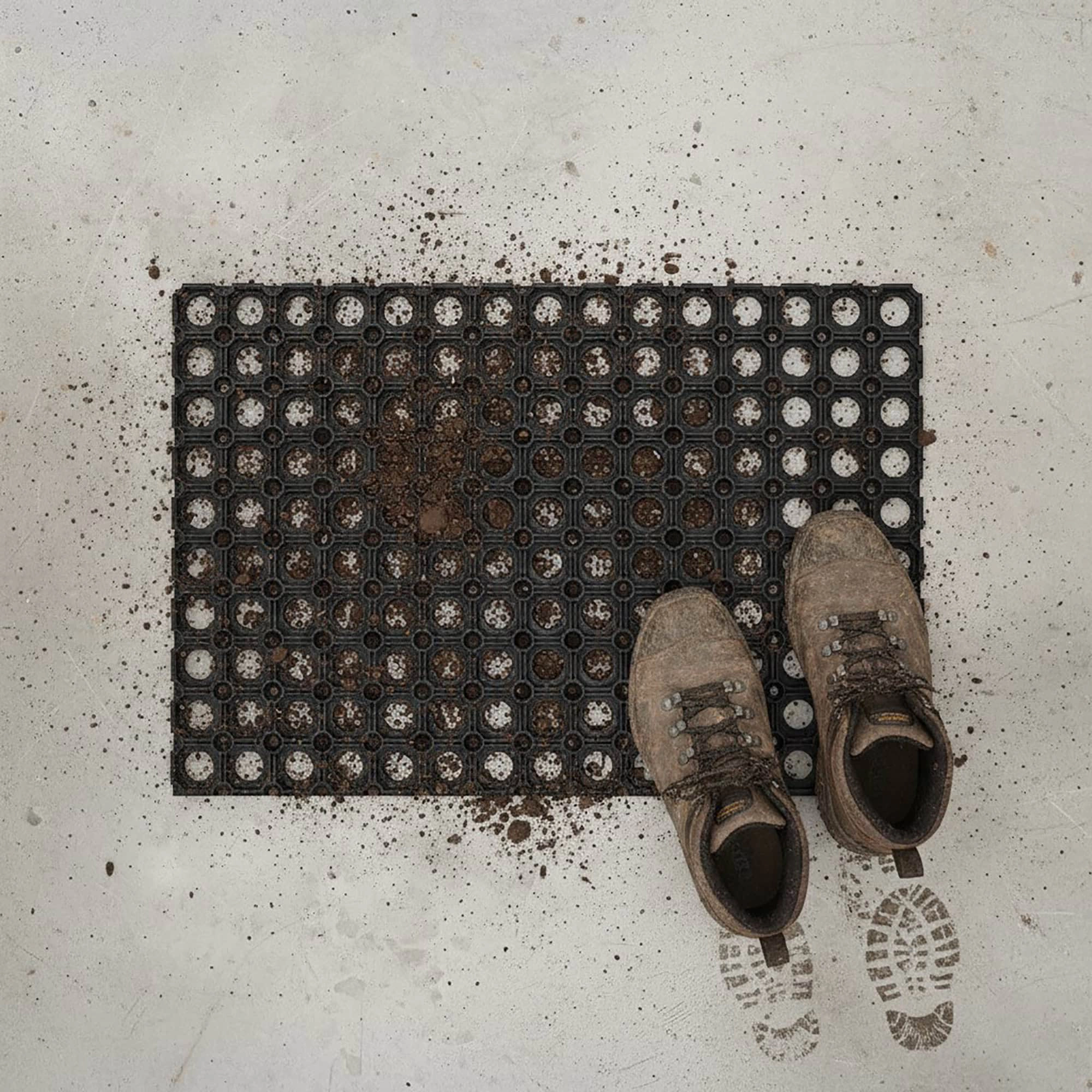 Evideco French Home Goods Black Honeycomb Rubber Doormat 24 x 16 Inches