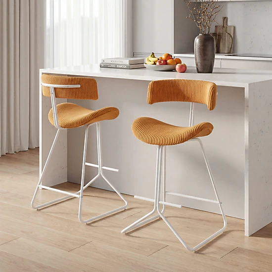 Glintex 2-Piece 25-Inch Armless Counter Stool Set with Corduroy Open ...
