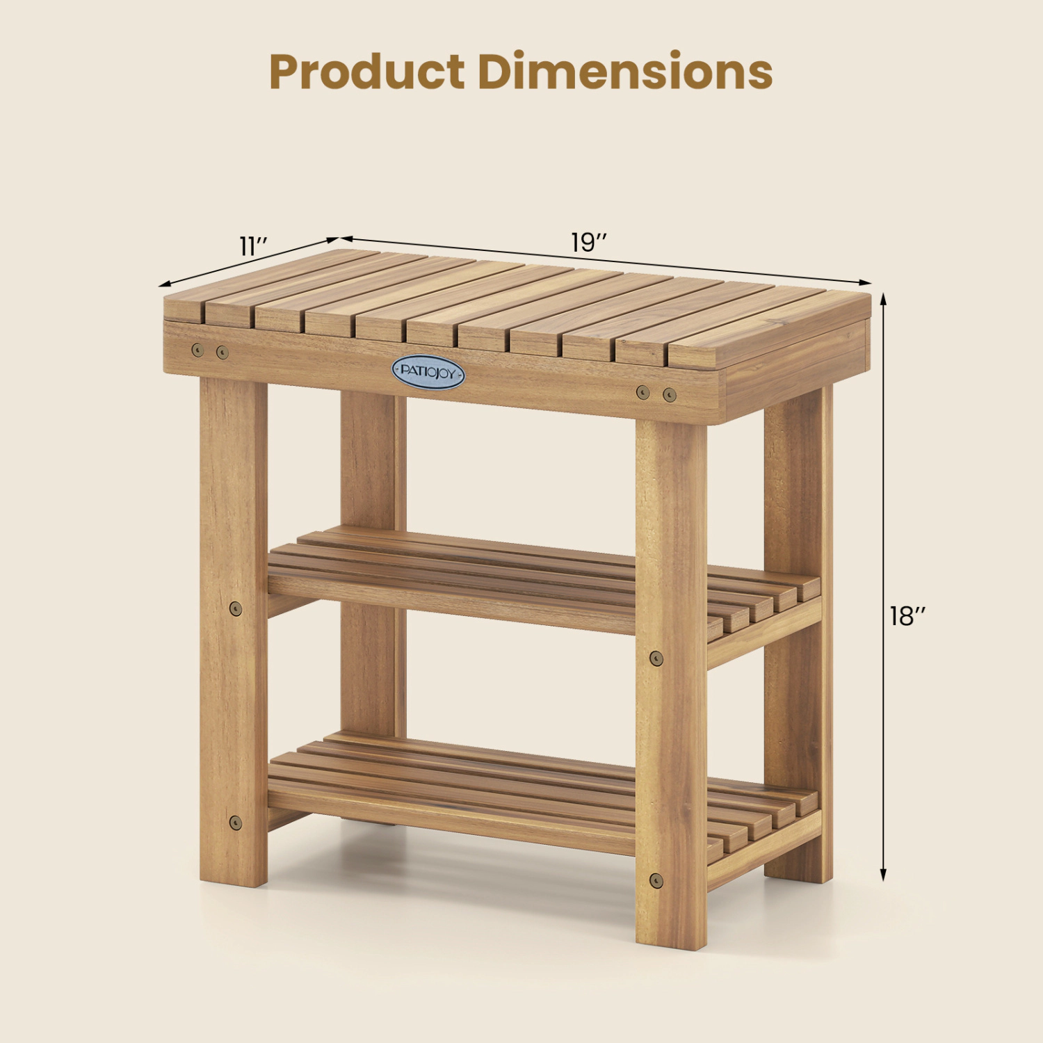 SlickBlue Solid Wood Entryway Shoe Bench with Storage Shelf