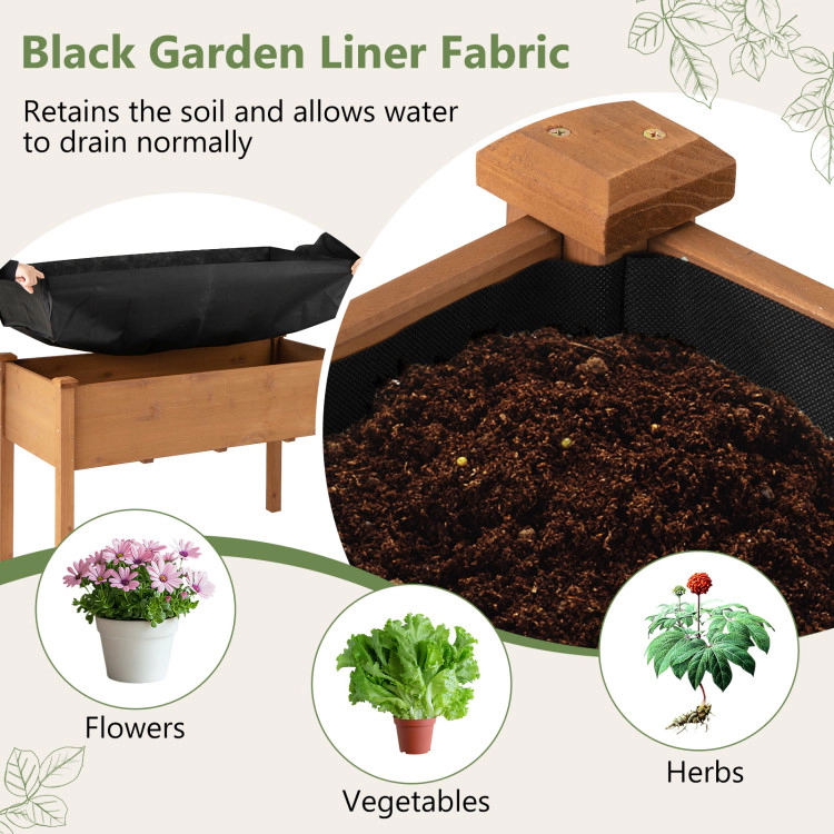 Hivvago Raised Garden Bed with Legs and Drainage Holes for Backyard-Brown