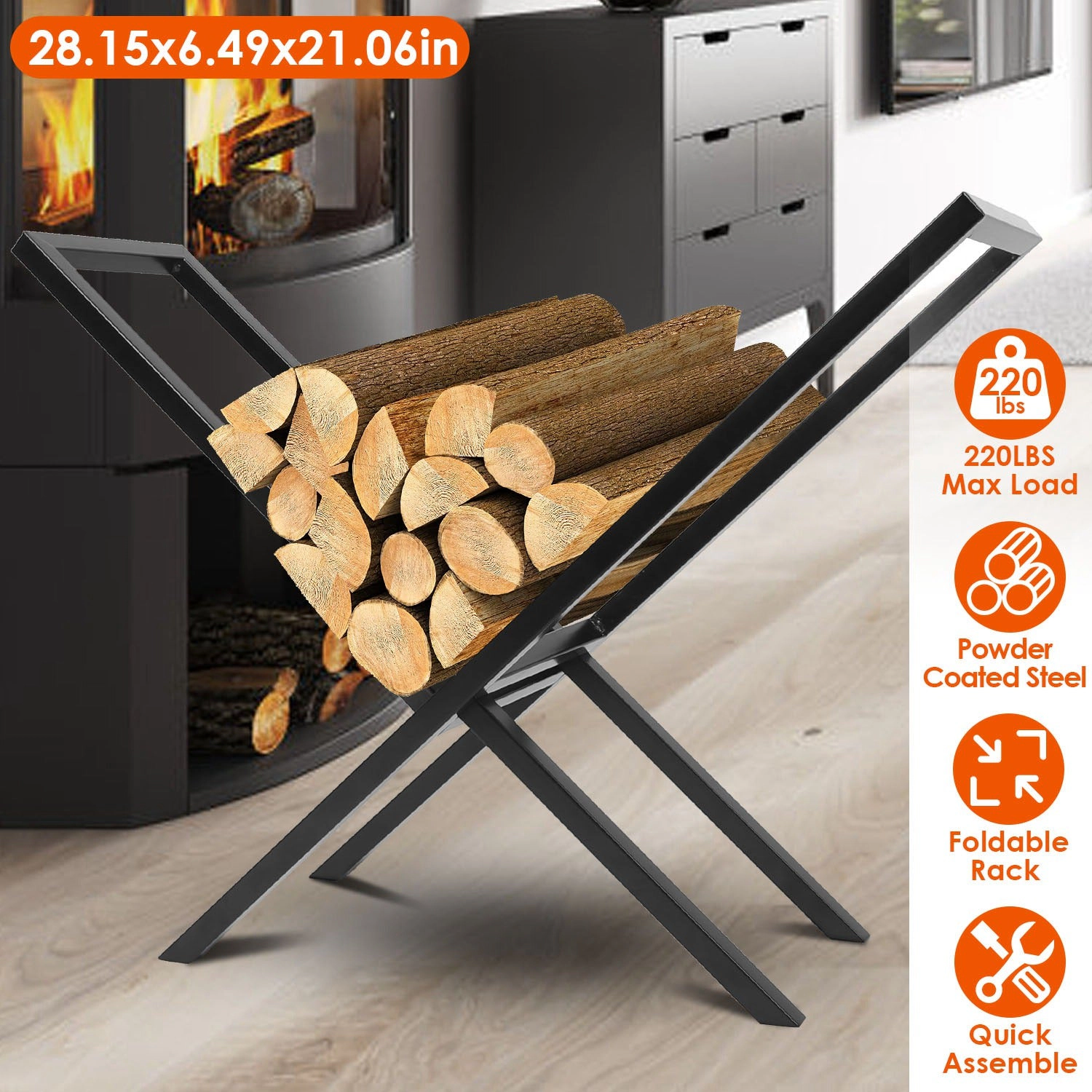 GBruno X-Shape Steel Firewood Log Rack