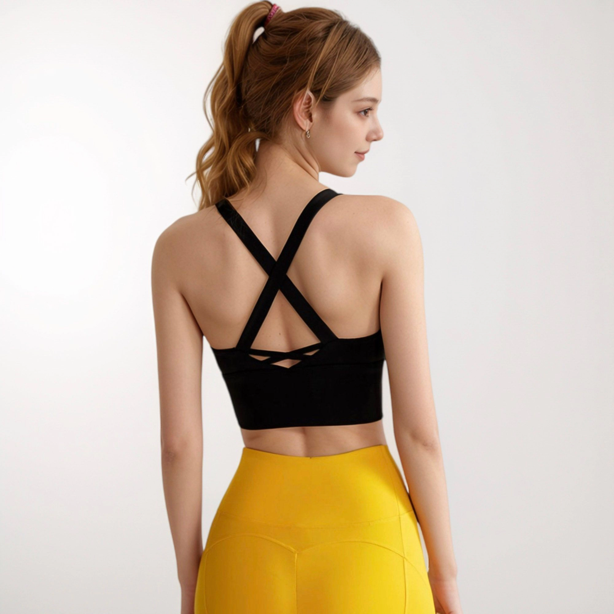 Anna-Kaci Women's Crisscross Back Sports Bra with Wide Elastic Band and Supportive Straps for Activewear
