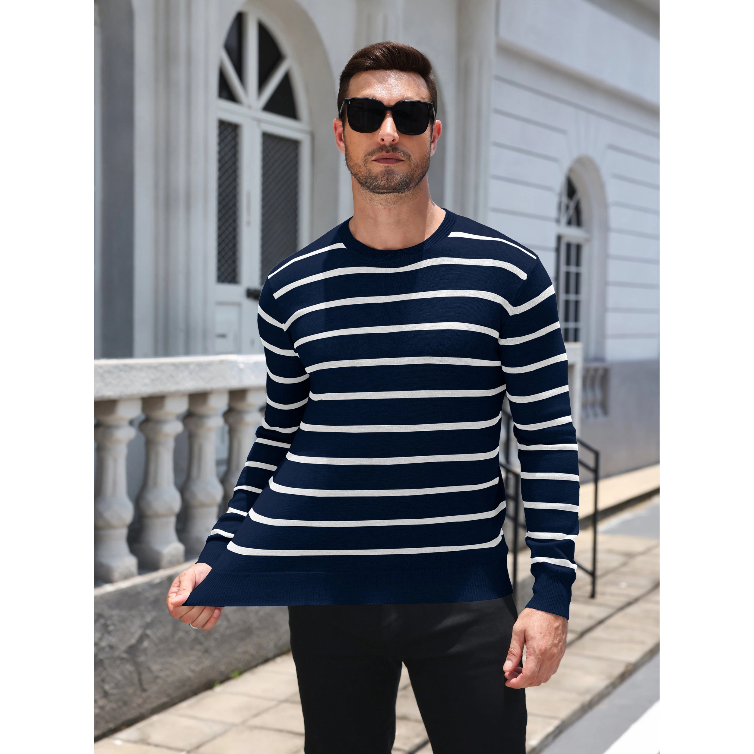 COOFANDY Men's Regular Fit Crew Neck Long Sleeve Pullover Sweater