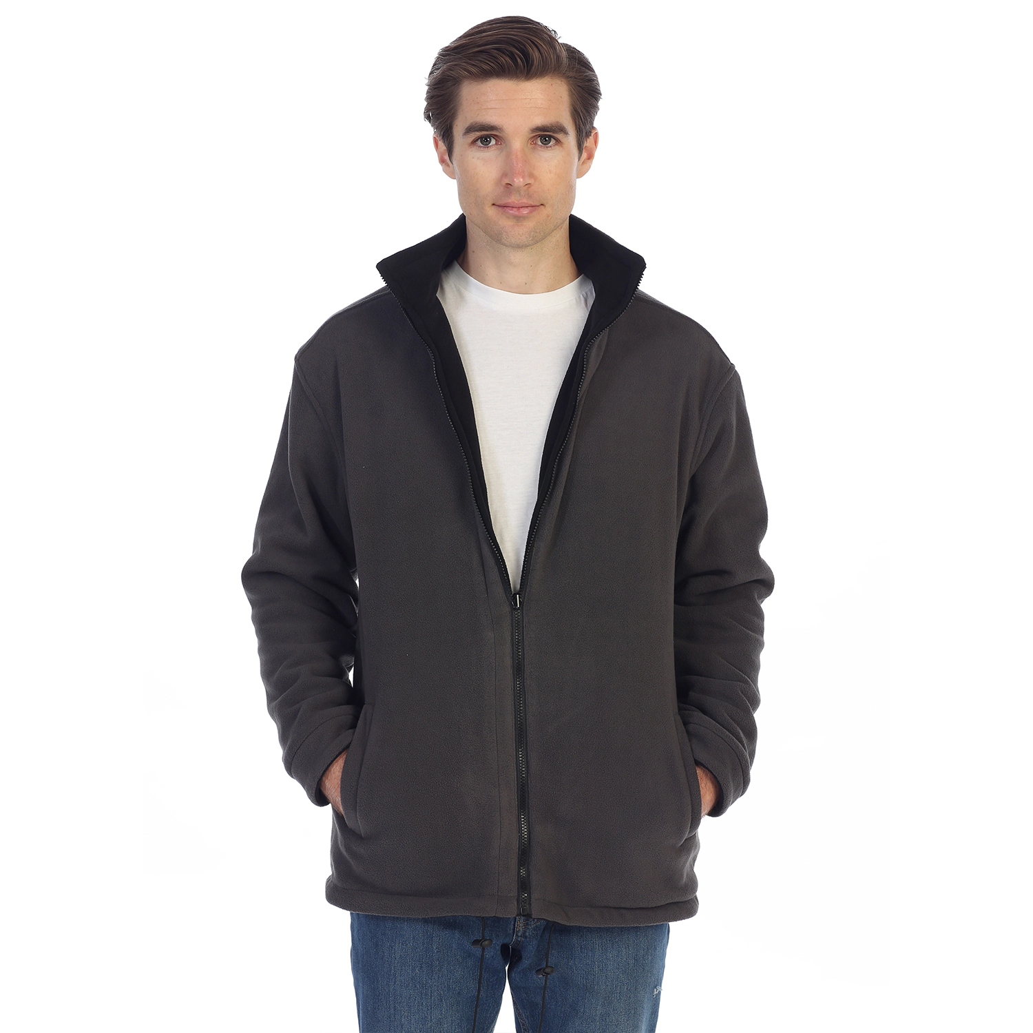 Gioberti Men's Zip Up Reversible Polar Fleece Heavy Jacket
