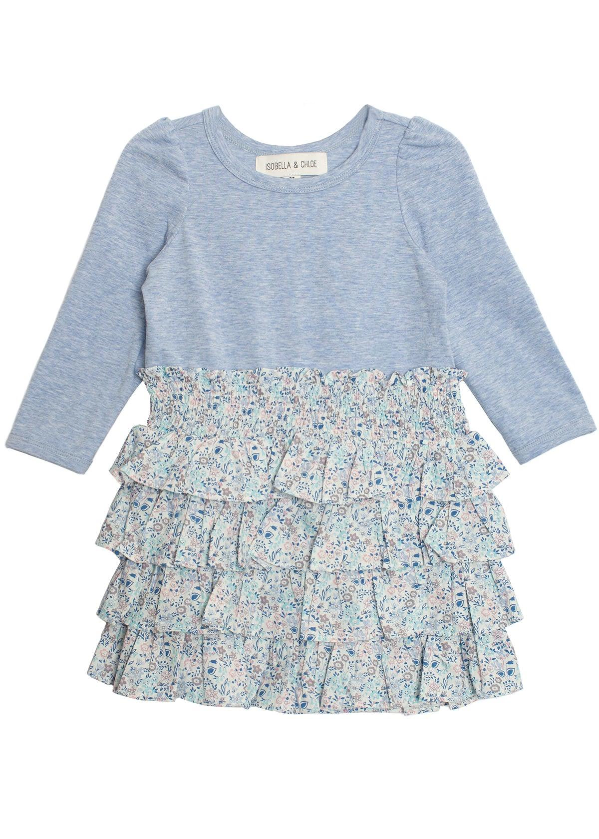 Isobella and Chloe Fleur Bleue Tiered Ruffle Knit Dress
