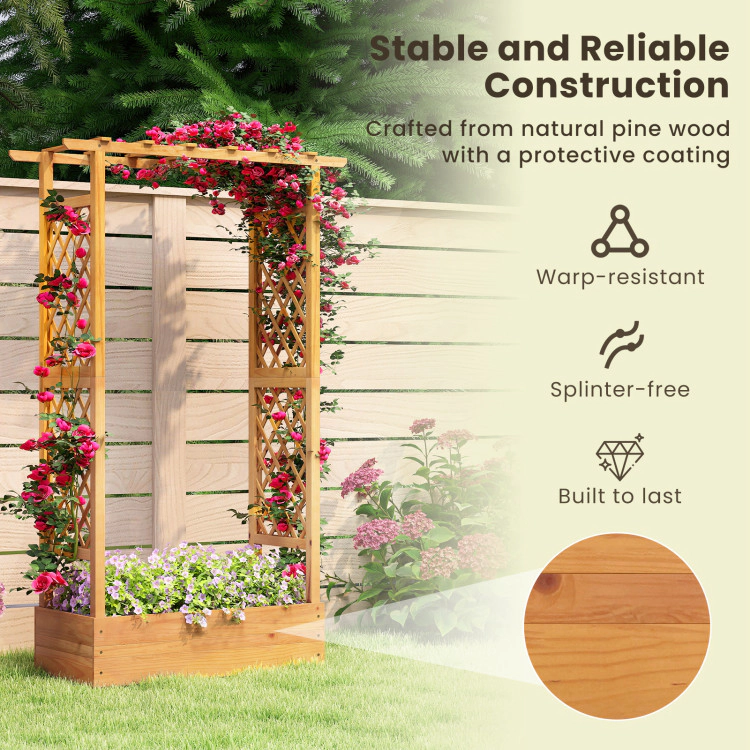Hivvago 70 Inch Wooden Raised Garden Bed with Lattice Trellis