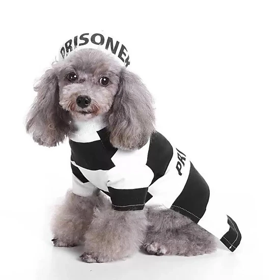 Pet Life Striped Retro Inmate Prisoner Pet Dog Costume Uniform, Color ...