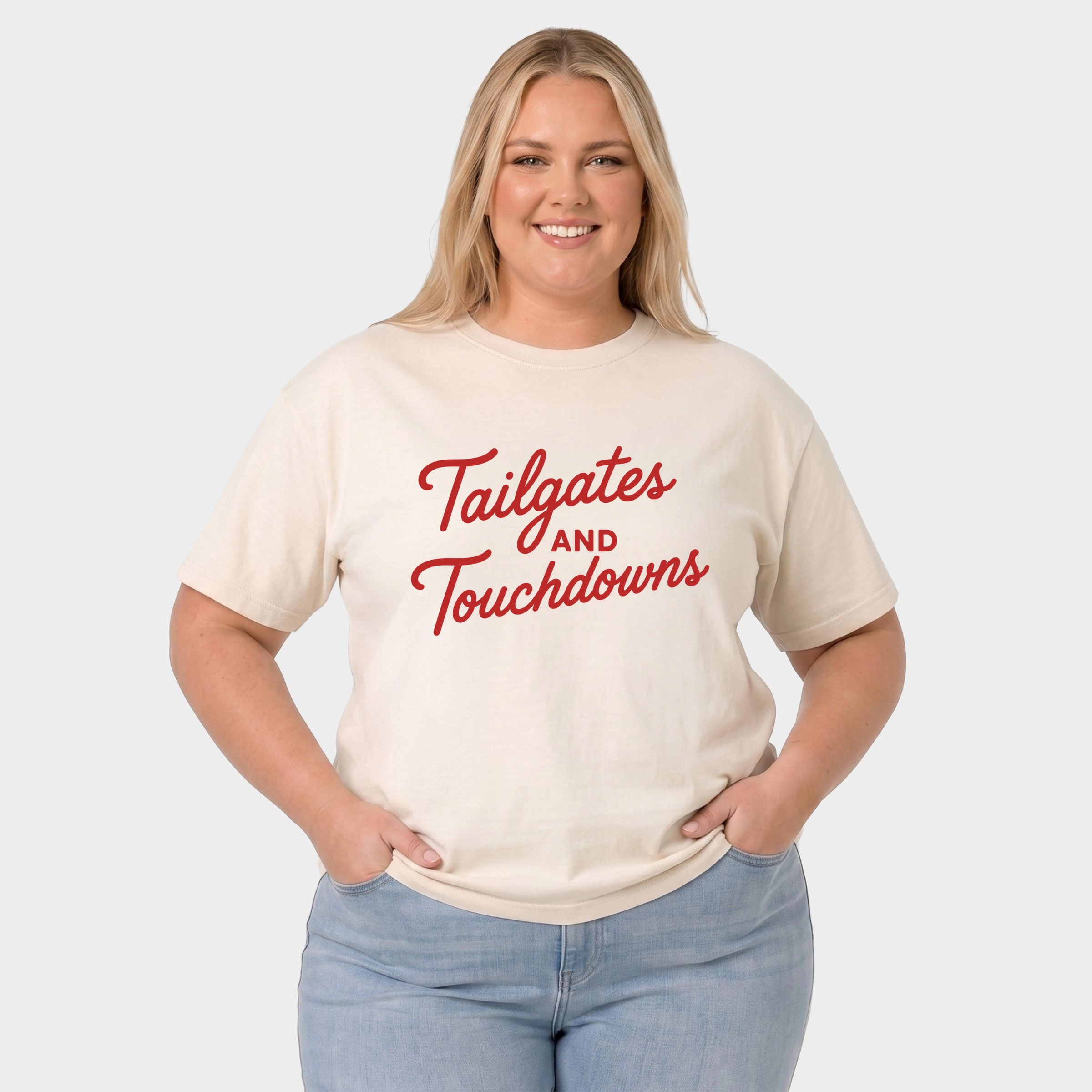 Simply Sage Market - Women's Plus Sized Garment Dyed Graphic T-Shirt - Tailgates and Touchdowns