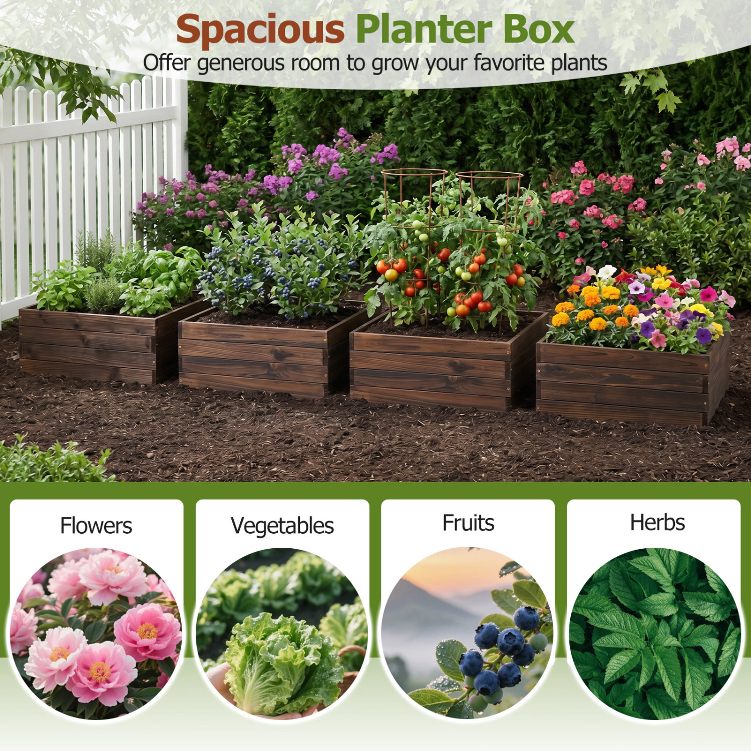 Hivvago Raised Garden Bed for Flowers and Vegetables