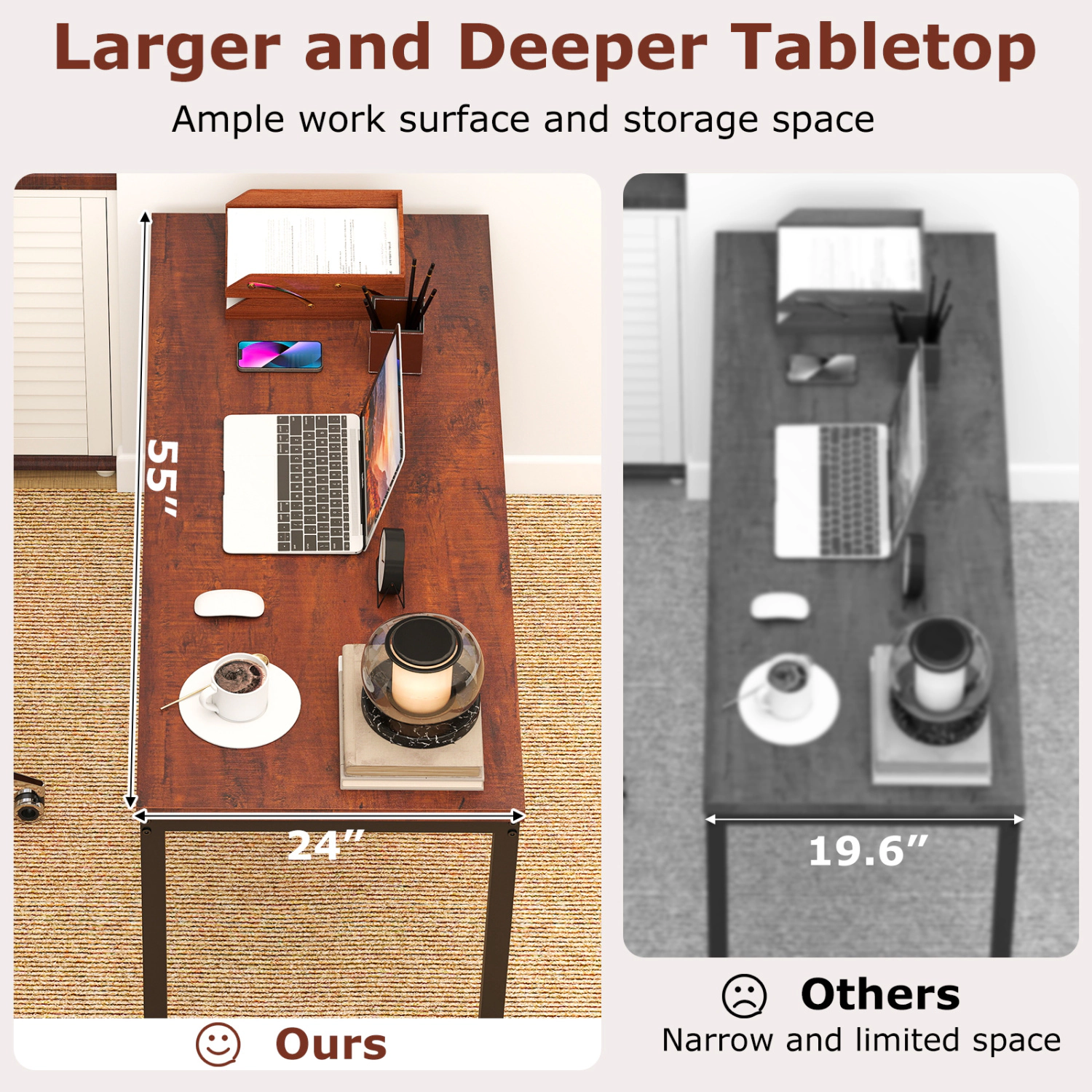 LJG 55 Inch Conference Table with Heavy-Duty Metal Frame