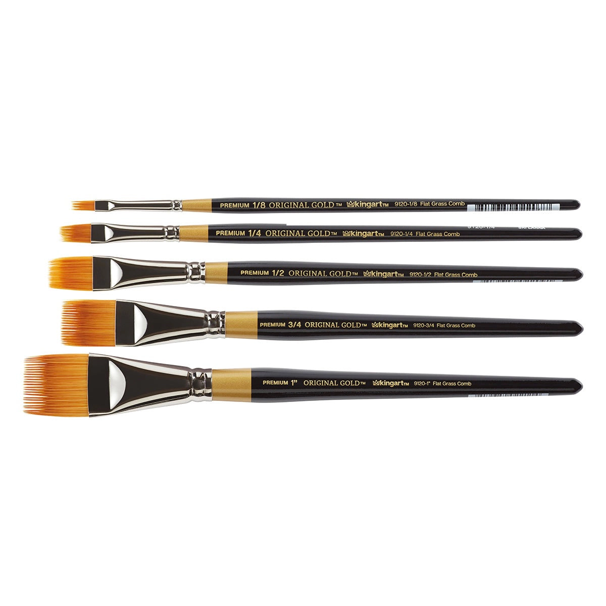 KINGART Original Gold 9120 Rake Golden Taklon Brush Set - 5 pc