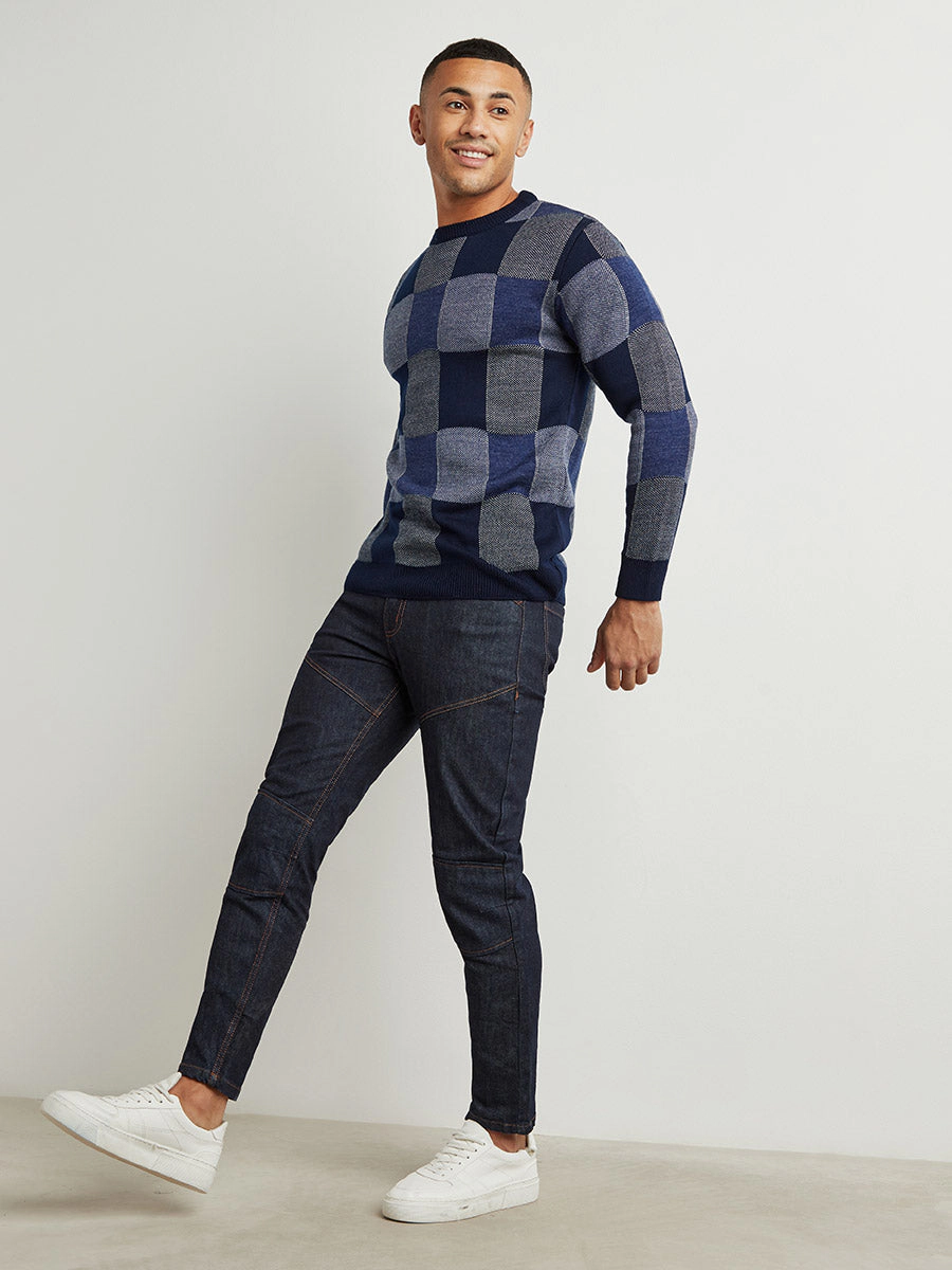 Campus Sutra Block Check Pullover Sweater