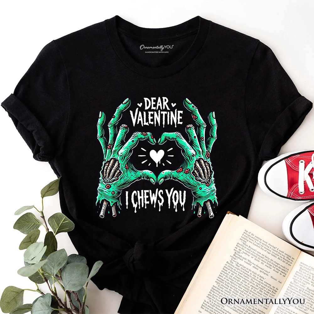 OrnamentallyYou Womens I Chews You" Funny Zombie Valentine T-Shirt