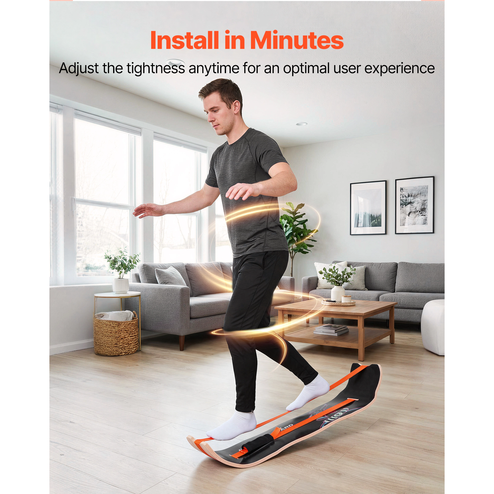 HONGGE Balance Board Wobble Trainer for Adults Premium Wooden Curved Training Equipment Compact &