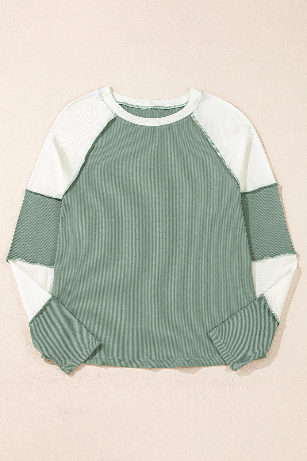 Threaded Pear Women's Faye Colorblock Patchwork Raglan Long Sleeve Top