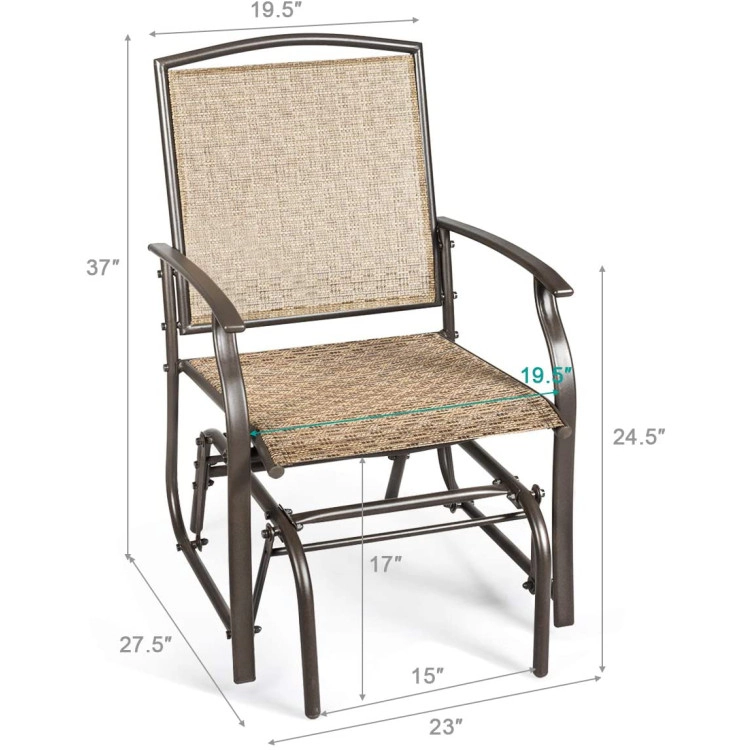 Hivvago 2 Pieces Patio Swing Single Glider Chair Rocking Seating