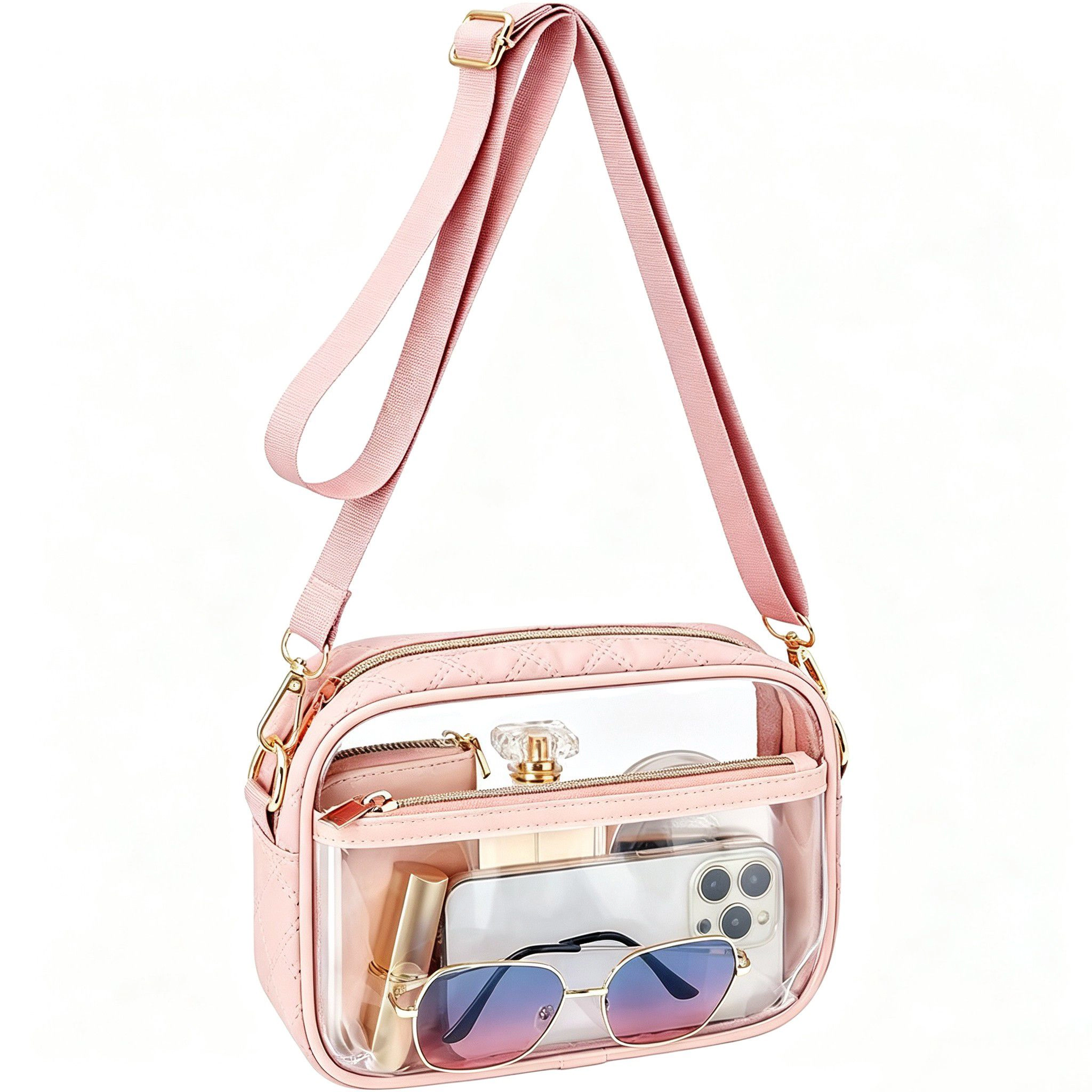Alilang Women's Clear Stadium Crossbody Bag with Front Pocket, Zipper Closure and Adjustable Removable Shoulder Strap
