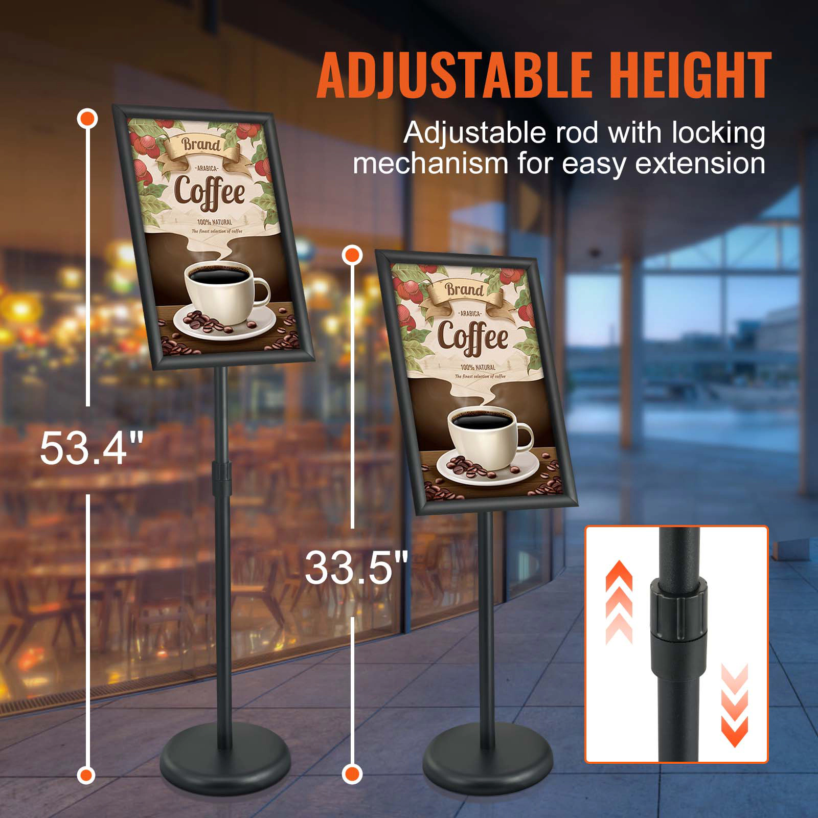 HONGGE Pedestal Sign Holder Vertical and Horizontal Adjustable Poster Stand Heavy-Duty Floor Standing Sign Holder with