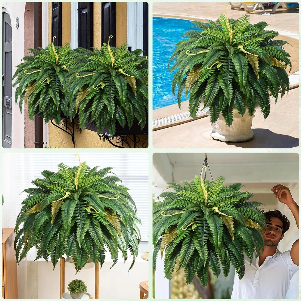 Majestic Crafters UV Resistant XXL Artificial Boston Ferns
