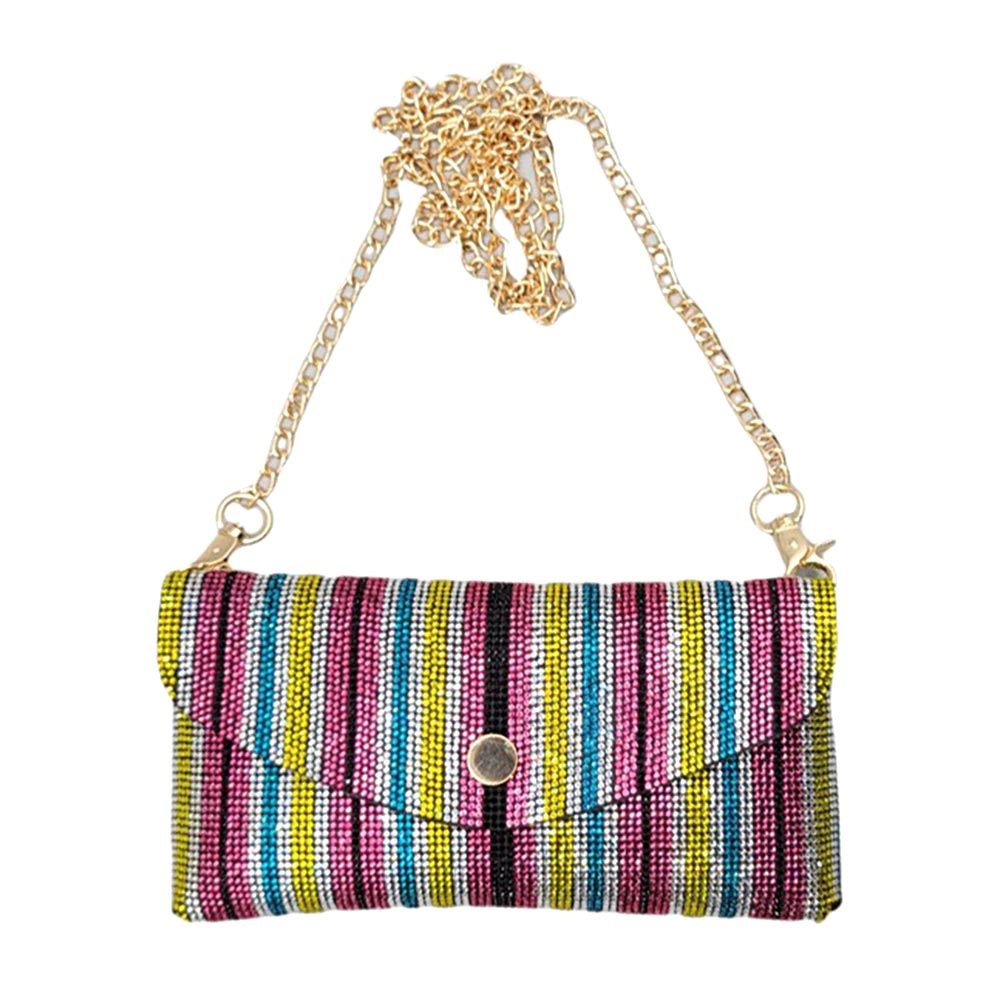 Fashnzfab Rhinestone Pave Wallet On Chain Clutch / Fanny Pack / Belt / Crossbody Bag