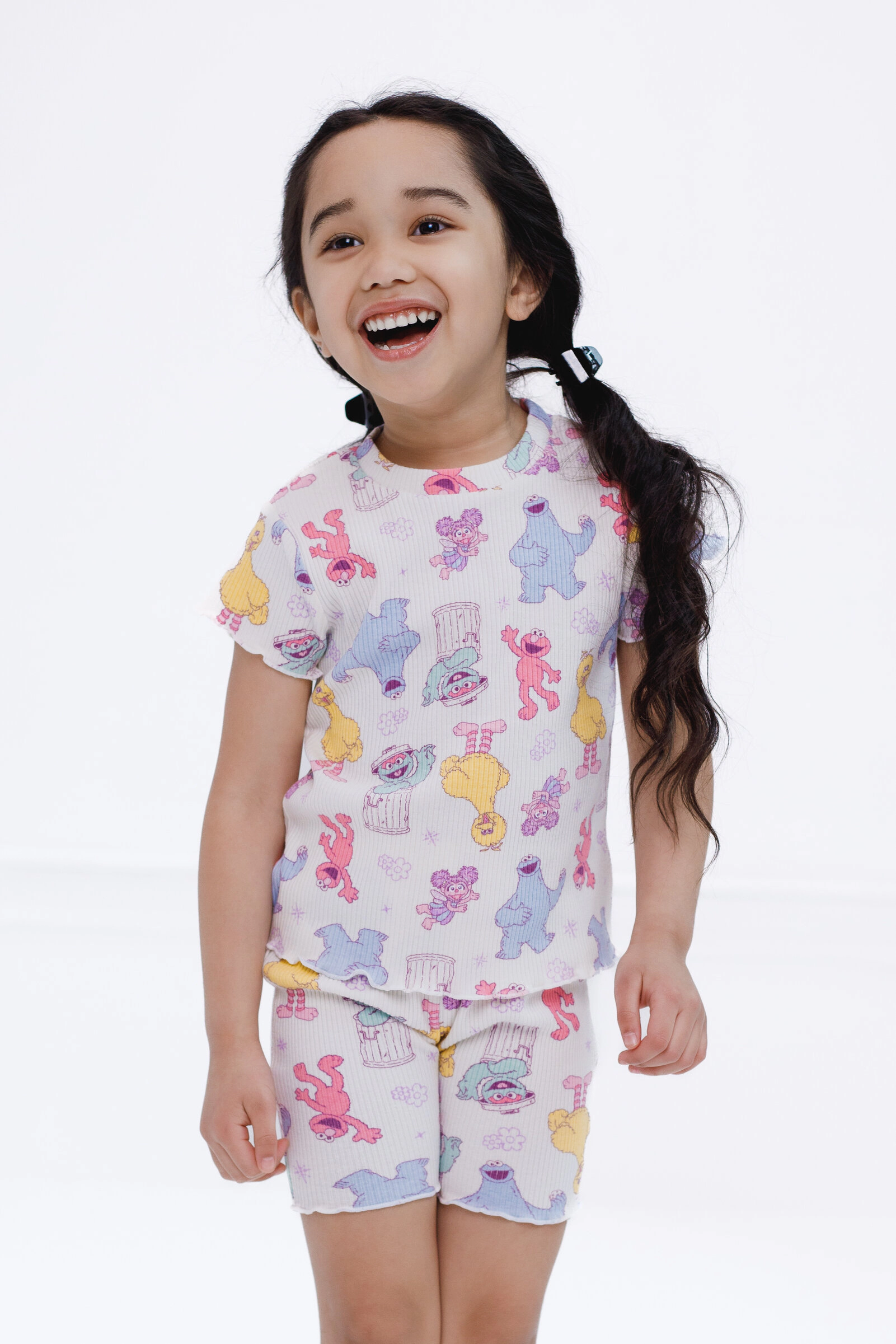 Sesame Street Girls' 2-Piece Tee and Bike Shorts Set