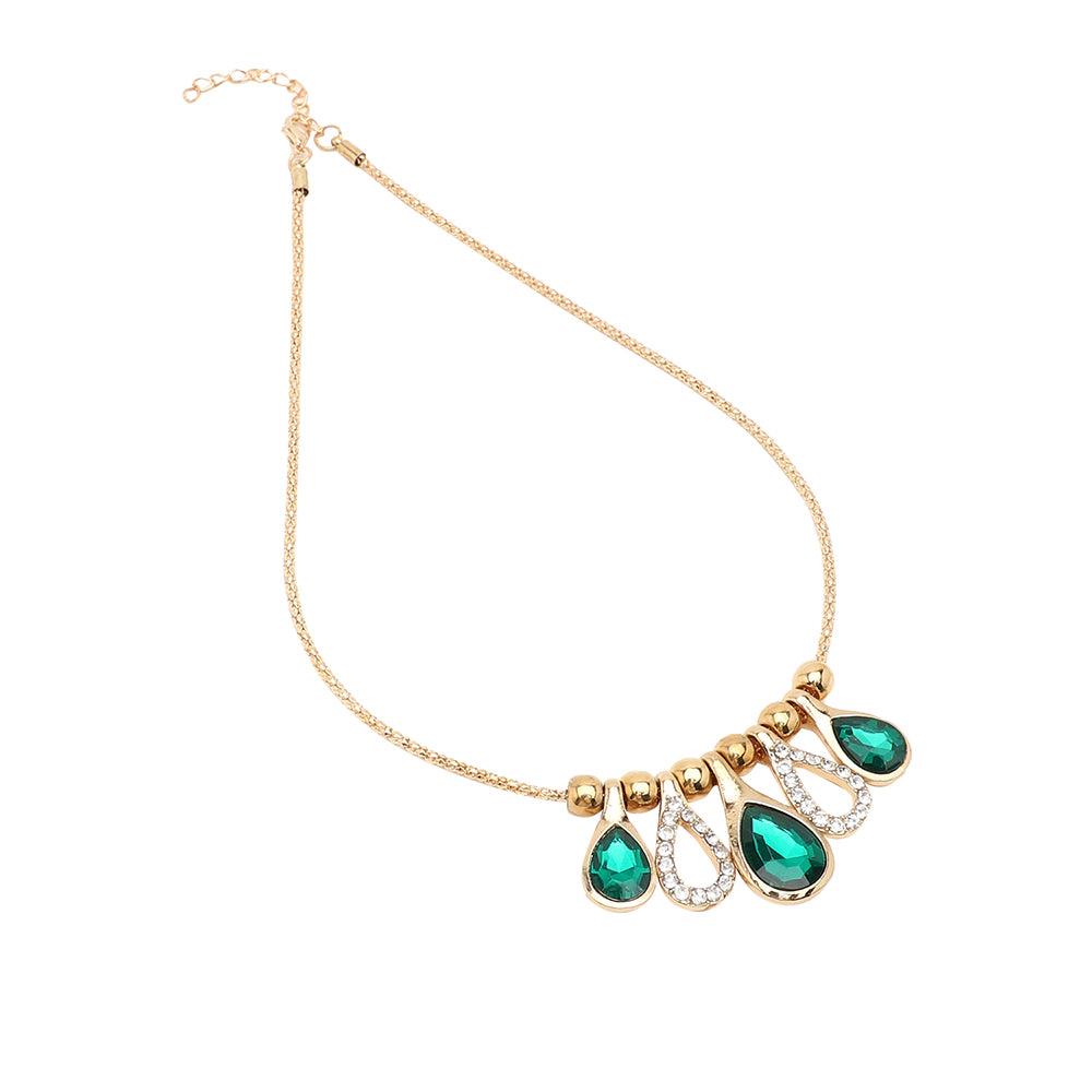 SOHI Women's Teardrop-Stone Statement Necklace