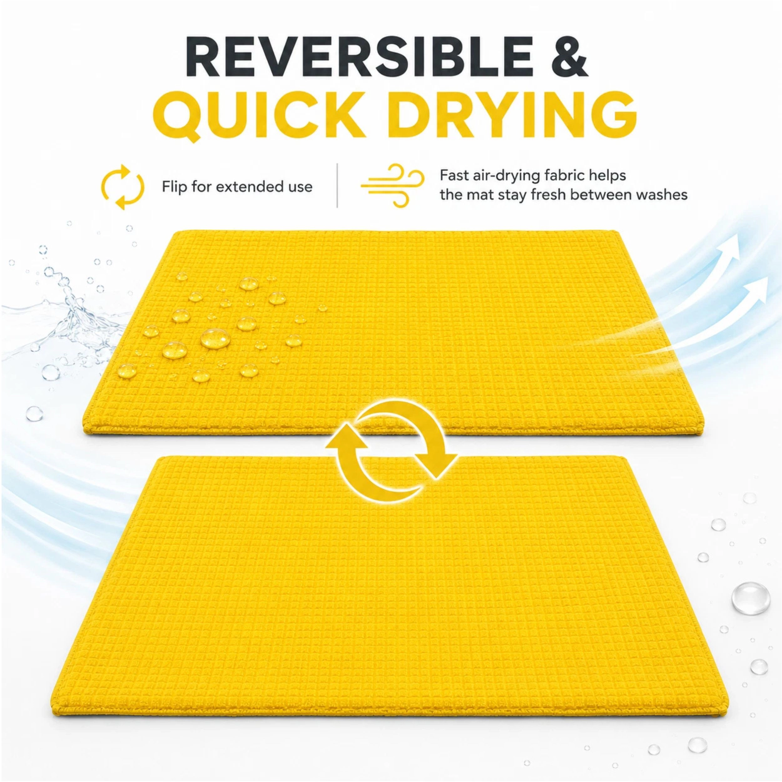 Home Collection Pack of 2 Yellow Absorbent Dish Drying Mats 20" x 15"