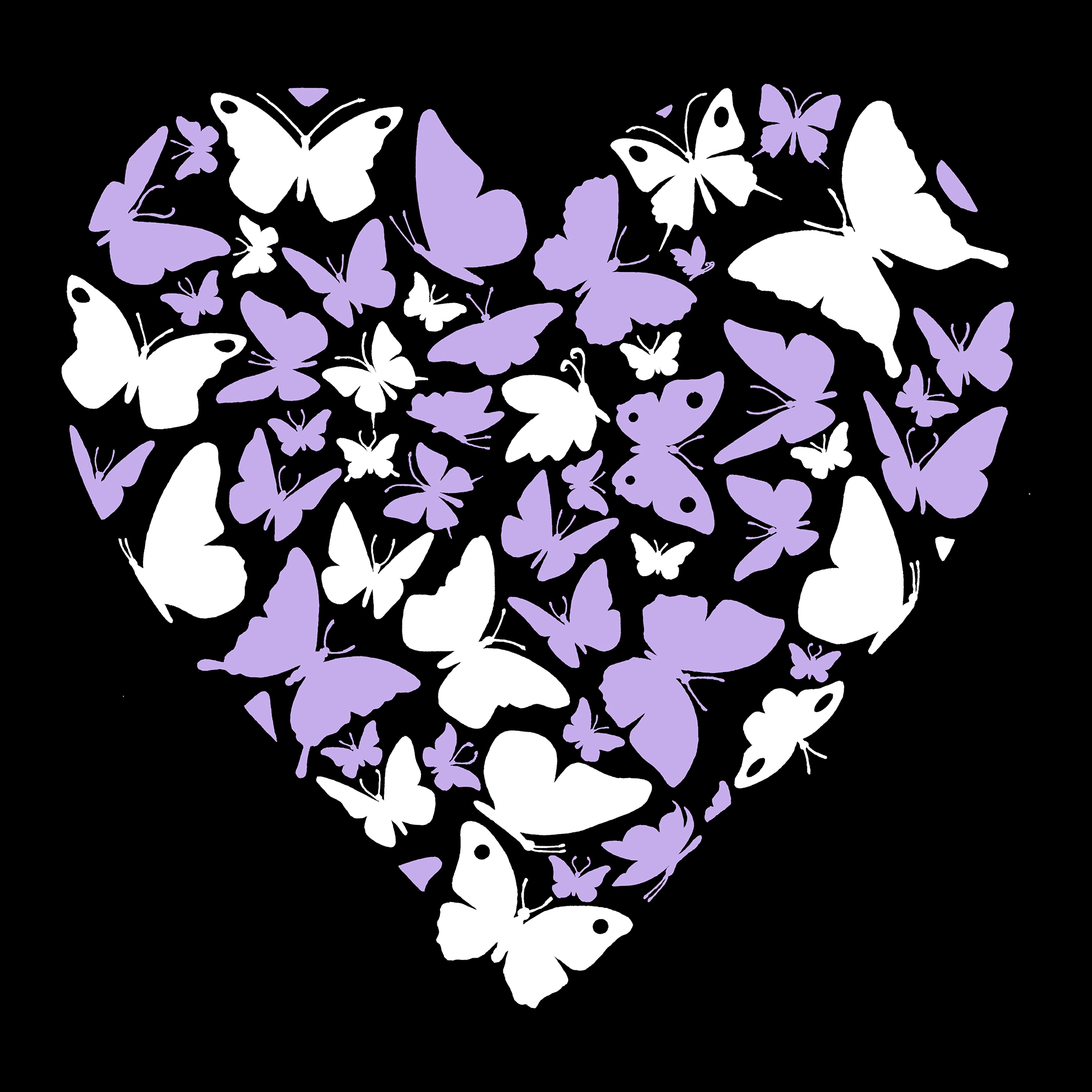 LOS ANGELES POP ART Men's Butterfly Heart T-Shirt - 100% Cotton, Crew Neck