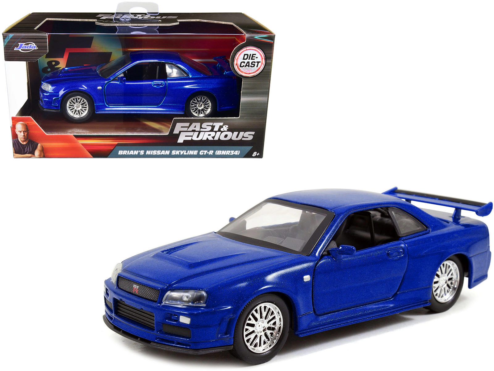 Jada Brian's Nissan Skyline GT-R R34 Blue "Fast & Furious" Movie 1/32 Diecast Car Model by Jada